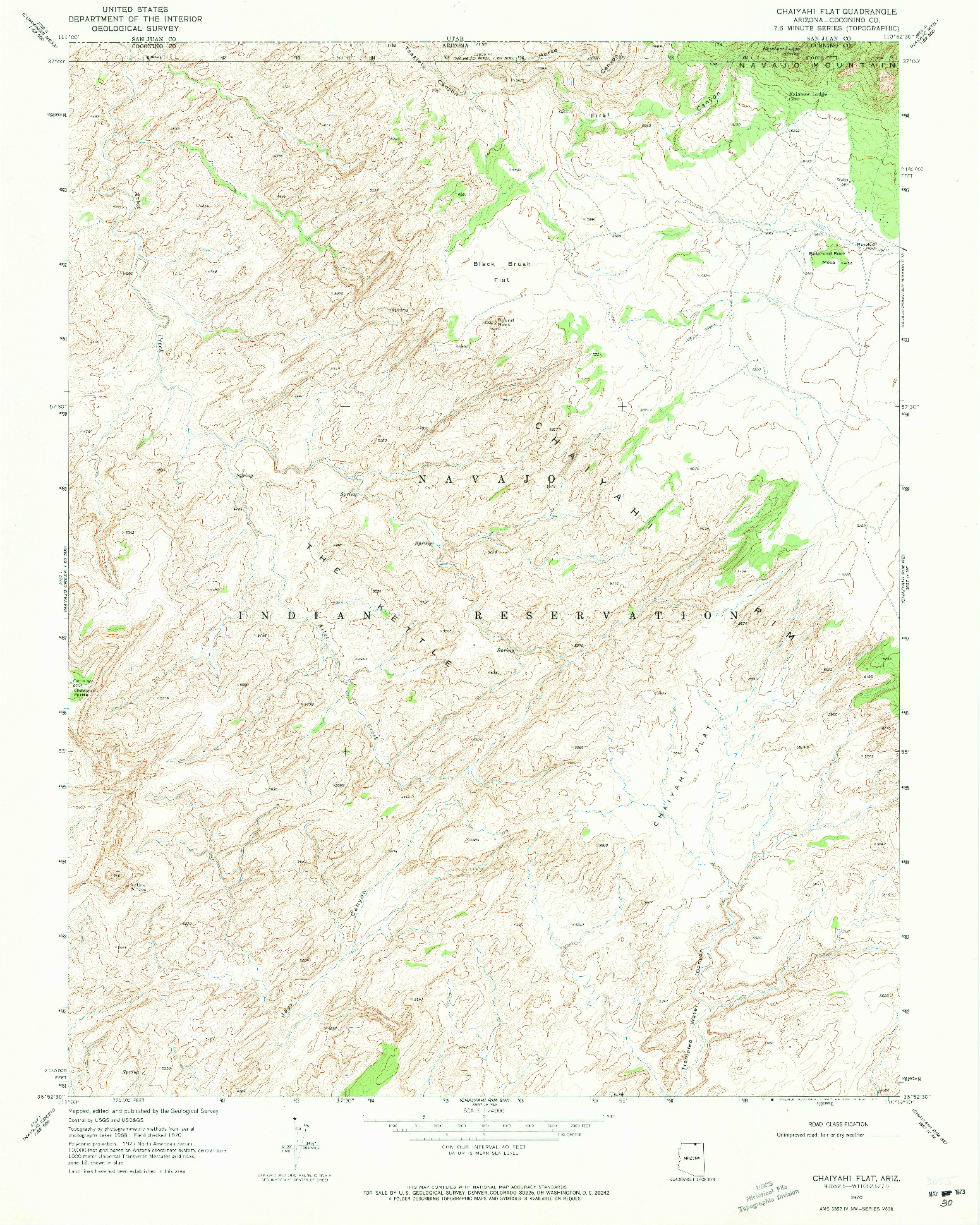 USGS 1:24000-SCALE QUADRANGLE FOR CHAIYAHI FLAT, AZ 1970