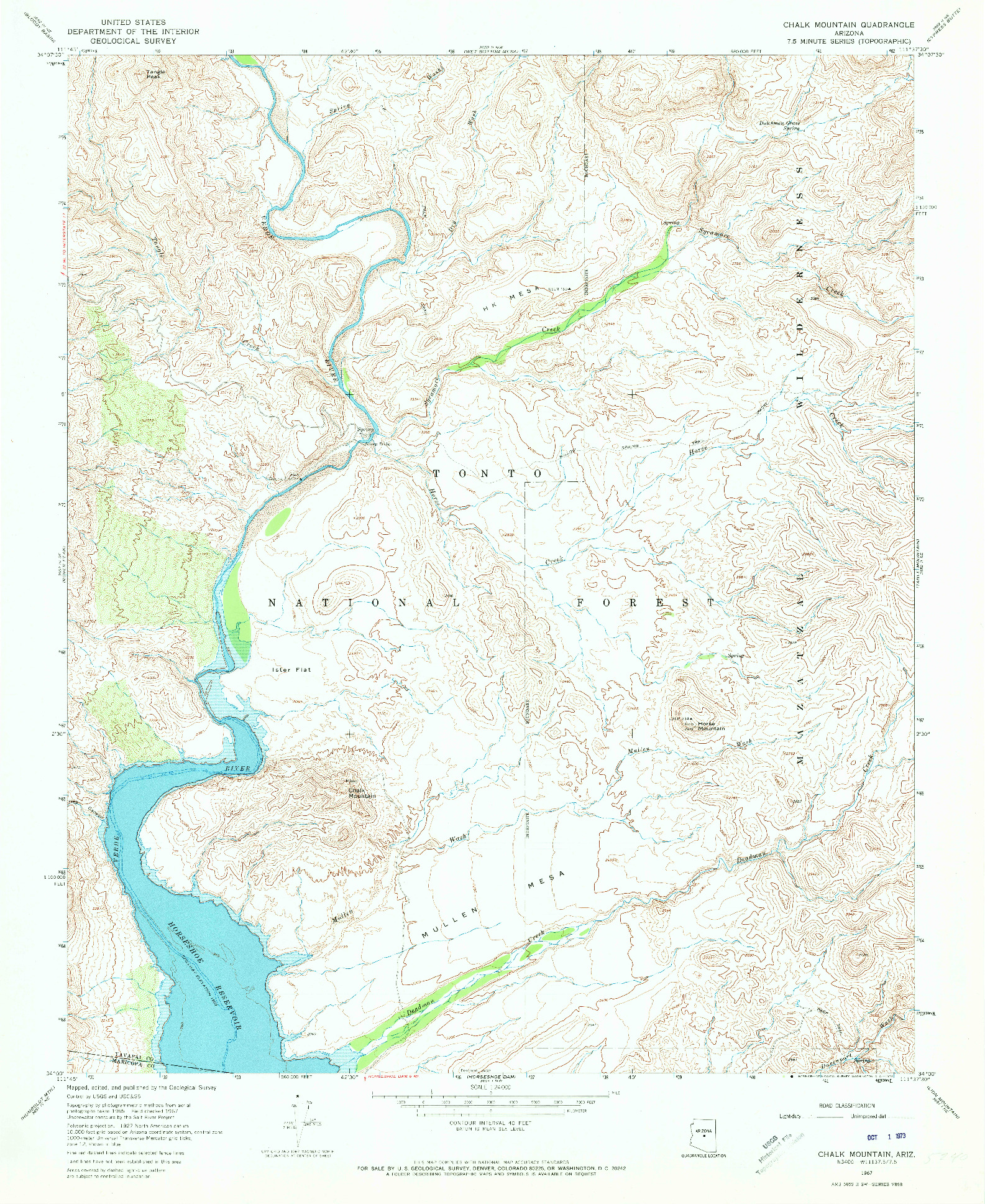 USGS 1:24000-SCALE QUADRANGLE FOR CHALK MOUNTAIN, AZ 1967