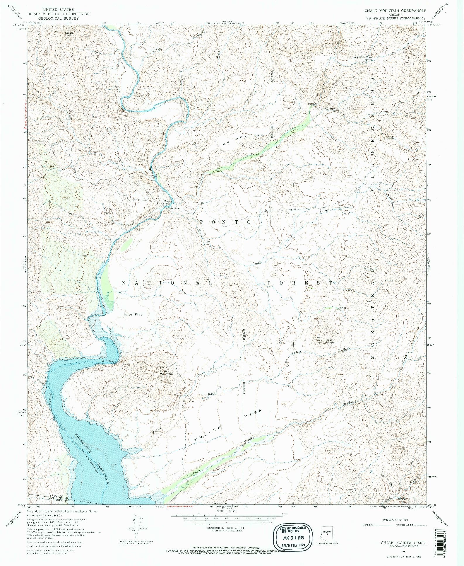 USGS 1:24000-SCALE QUADRANGLE FOR CHALK MOUNTAIN, AZ 1967