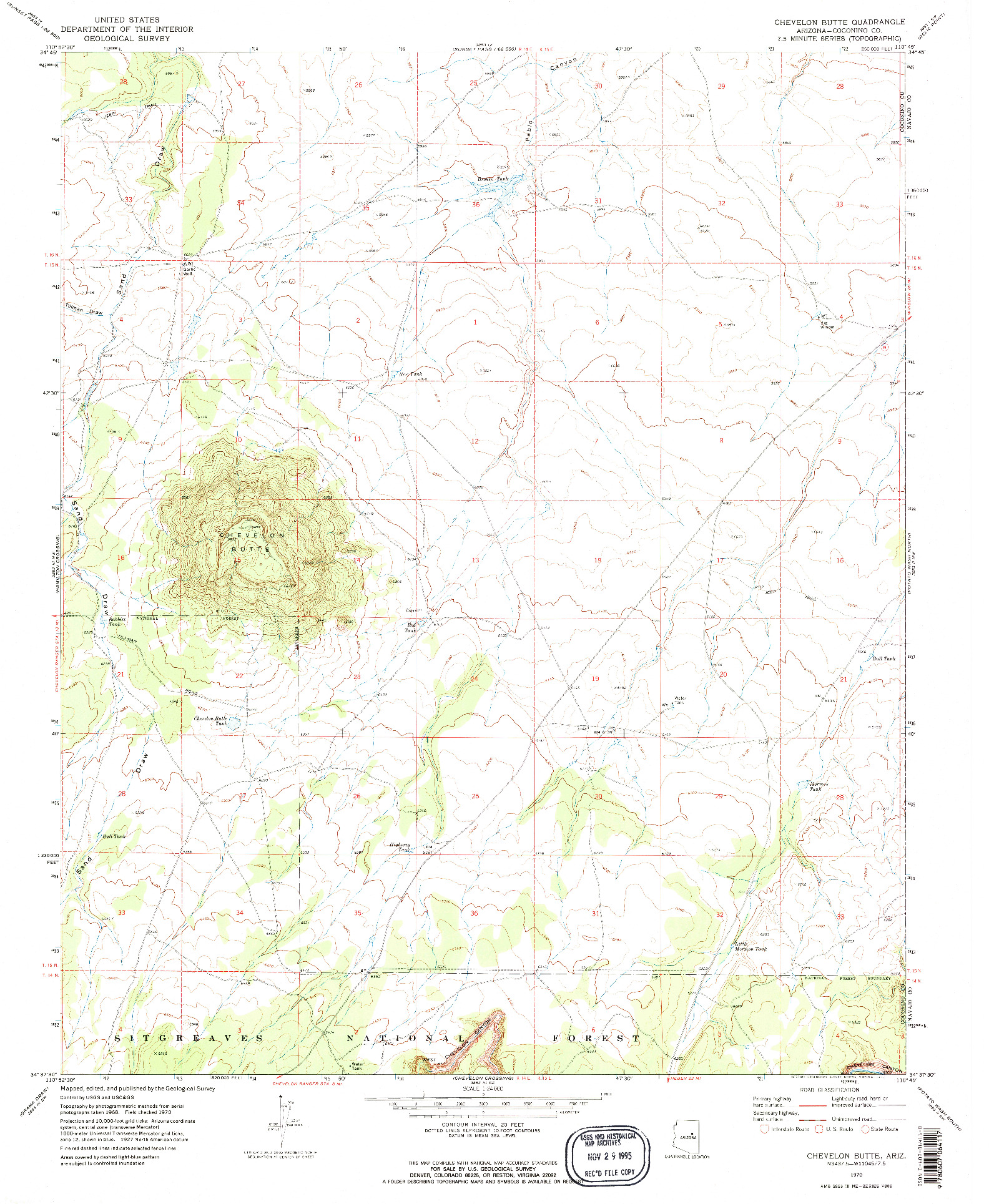 USGS 1:24000-SCALE QUADRANGLE FOR CHEVELON BUTTE, AZ 1970