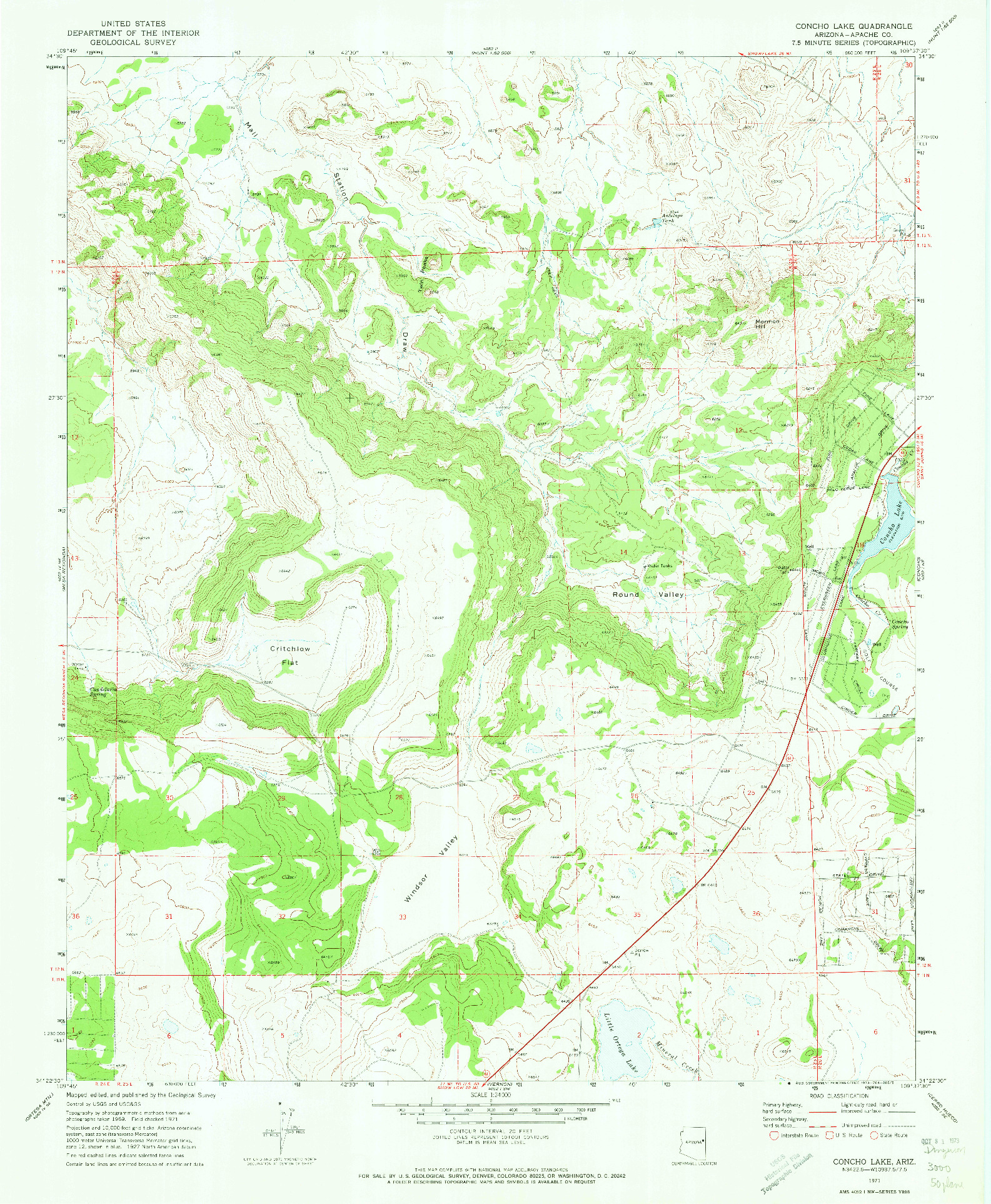 USGS 1:24000-SCALE QUADRANGLE FOR CONCHO LAKE, AZ 1971