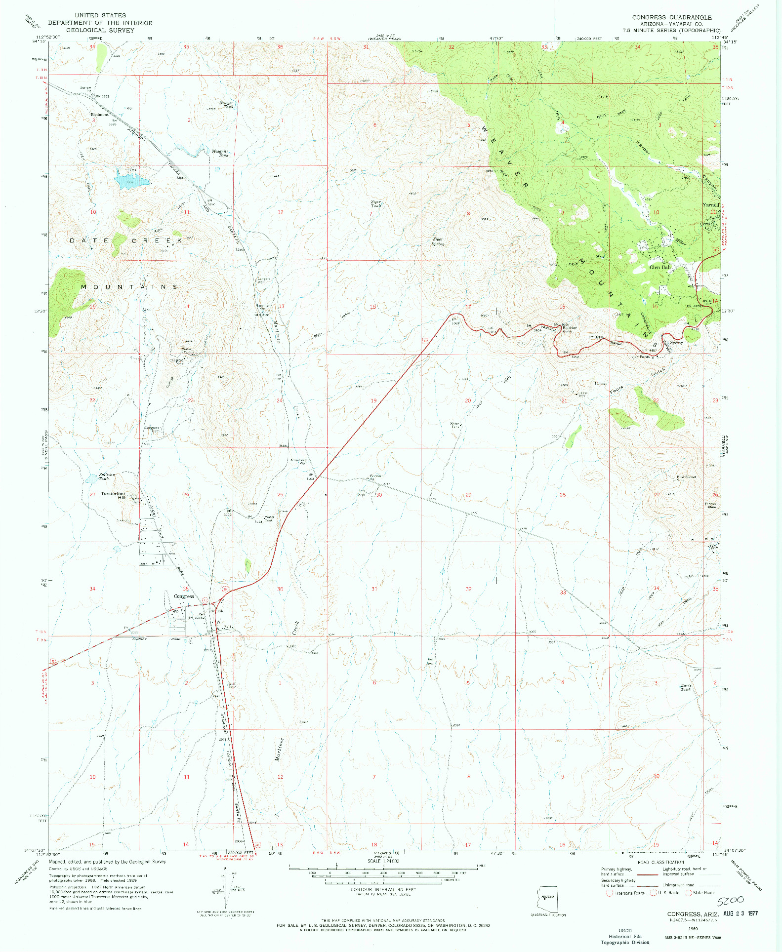 USGS 1:24000-SCALE QUADRANGLE FOR CONGRESS, AZ 1969