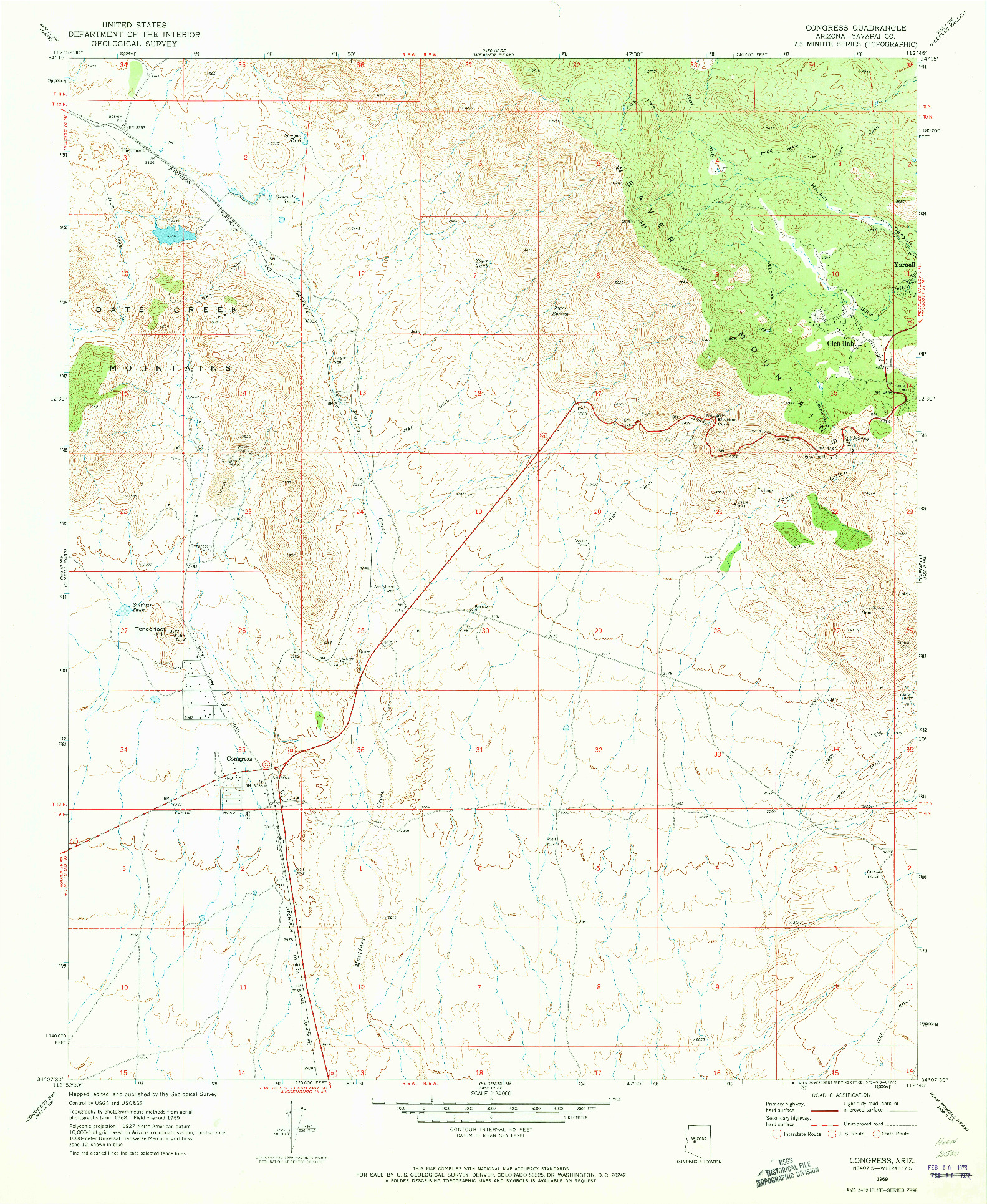 USGS 1:24000-SCALE QUADRANGLE FOR CONGRESS, AZ 1969