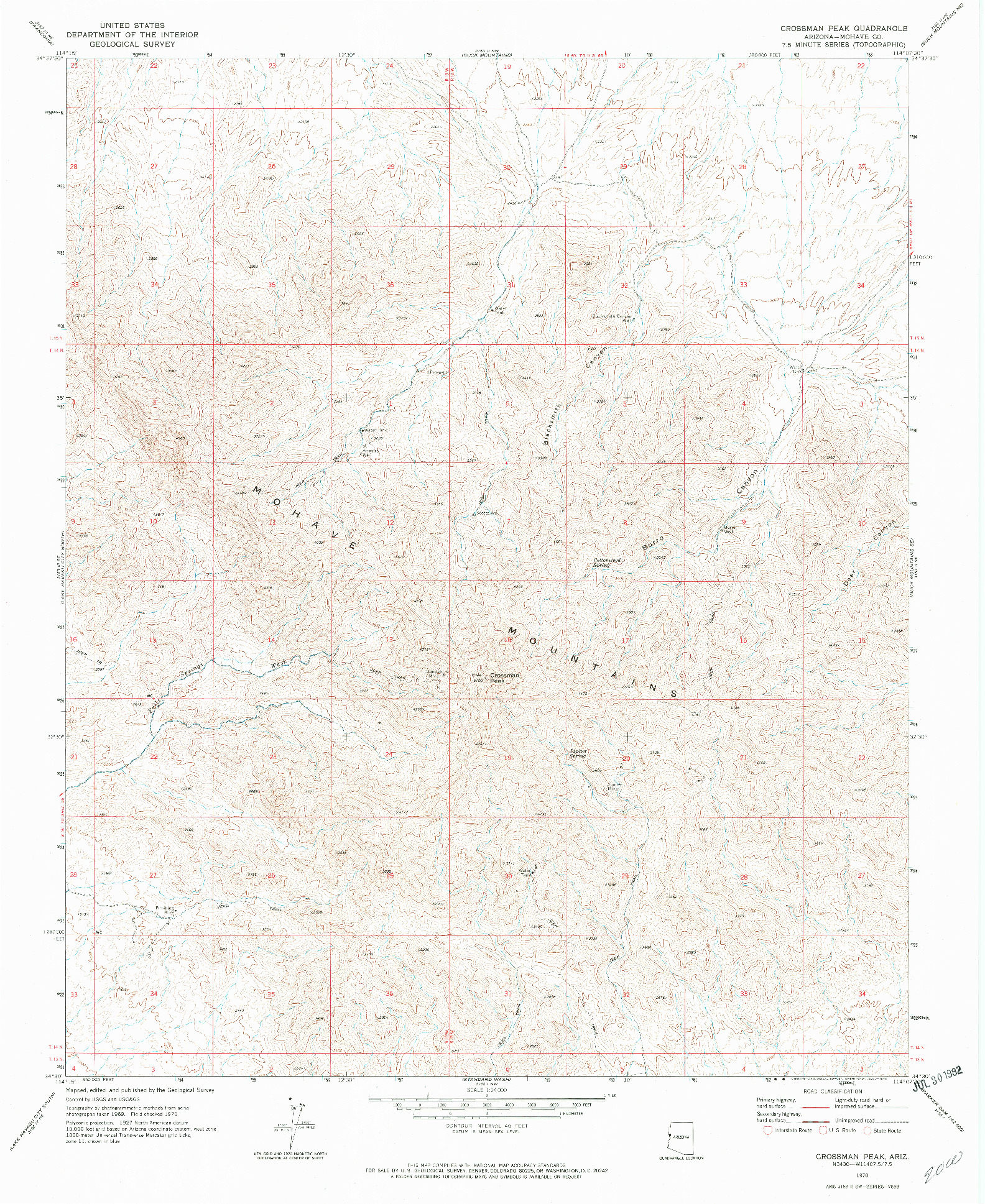 USGS 1:24000-SCALE QUADRANGLE FOR CROSSMAN PEAK, AZ 1970