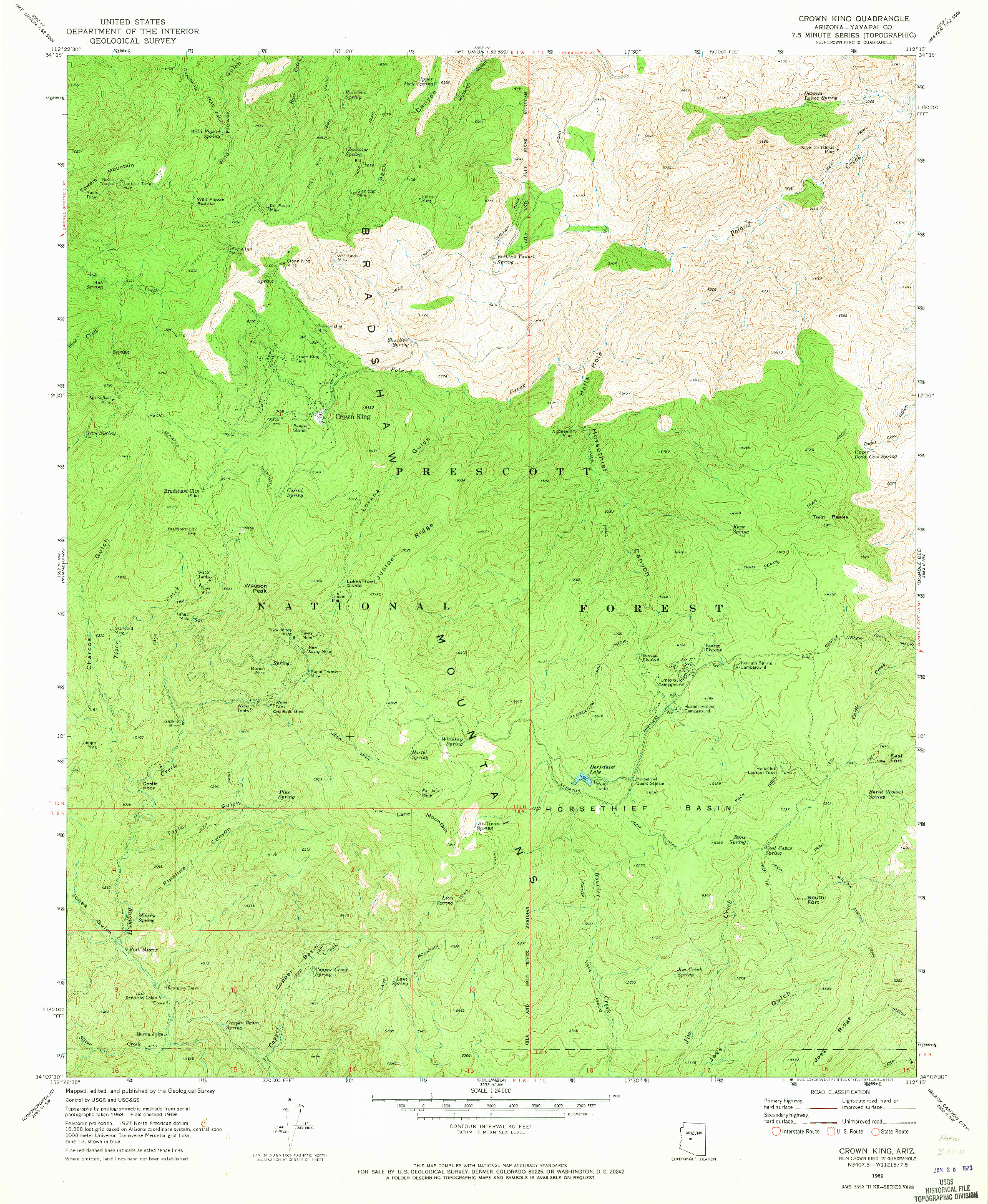 USGS 1:24000-SCALE QUADRANGLE FOR CROWN KING, AZ 1969