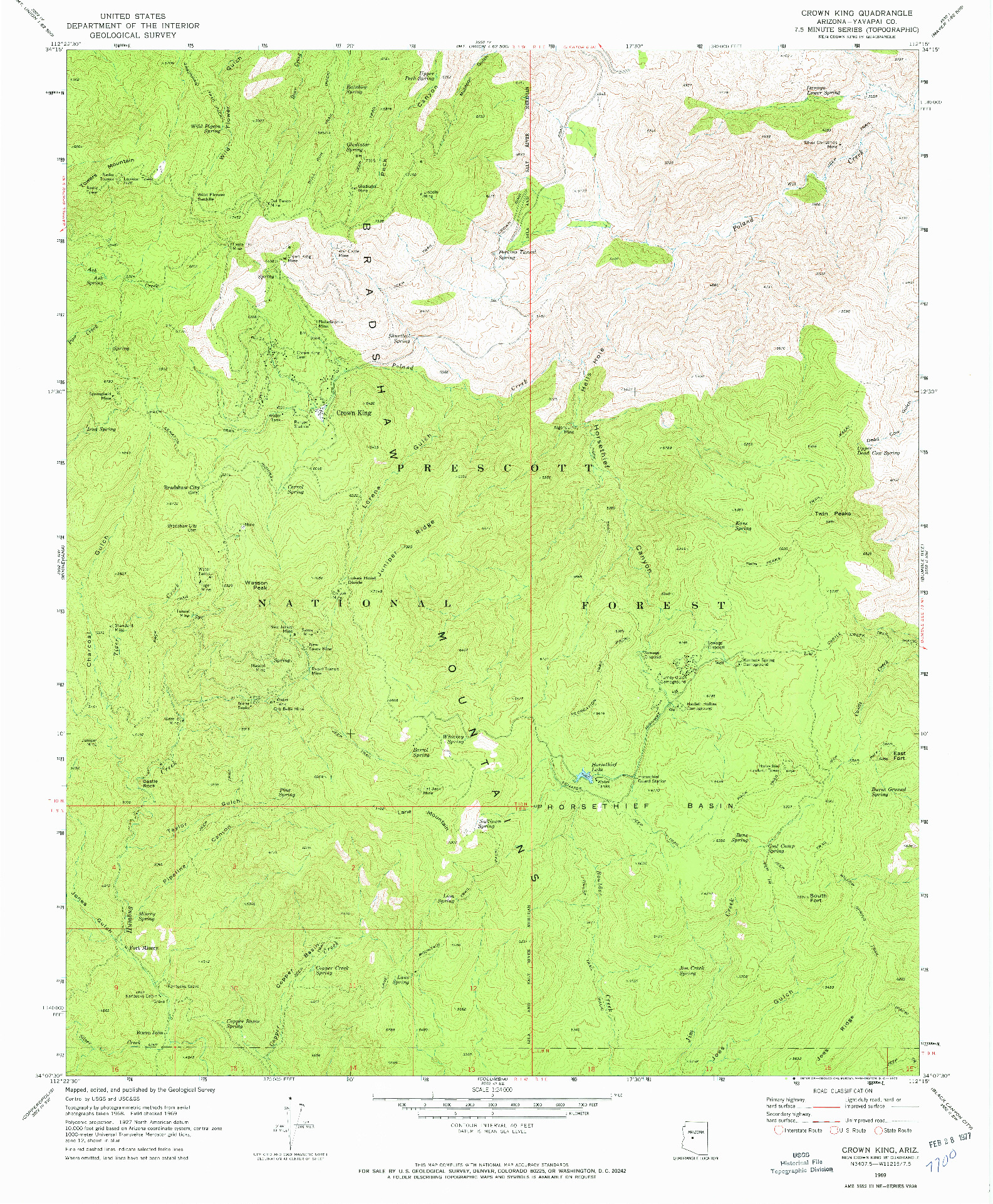USGS 1:24000-SCALE QUADRANGLE FOR CROWN KING, AZ 1969
