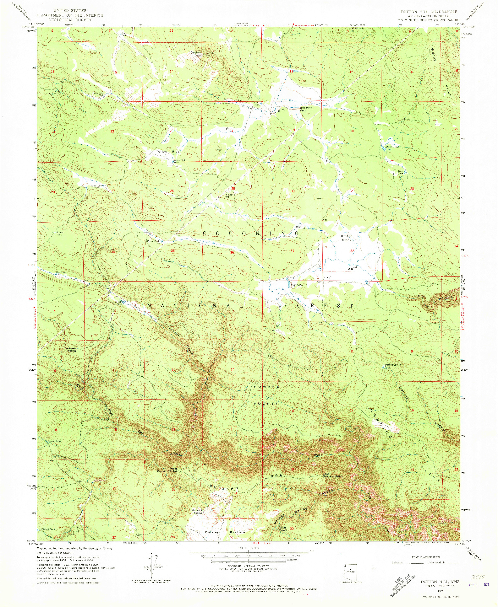 USGS 1:24000-SCALE QUADRANGLE FOR DUTTON HILL, AZ 1963