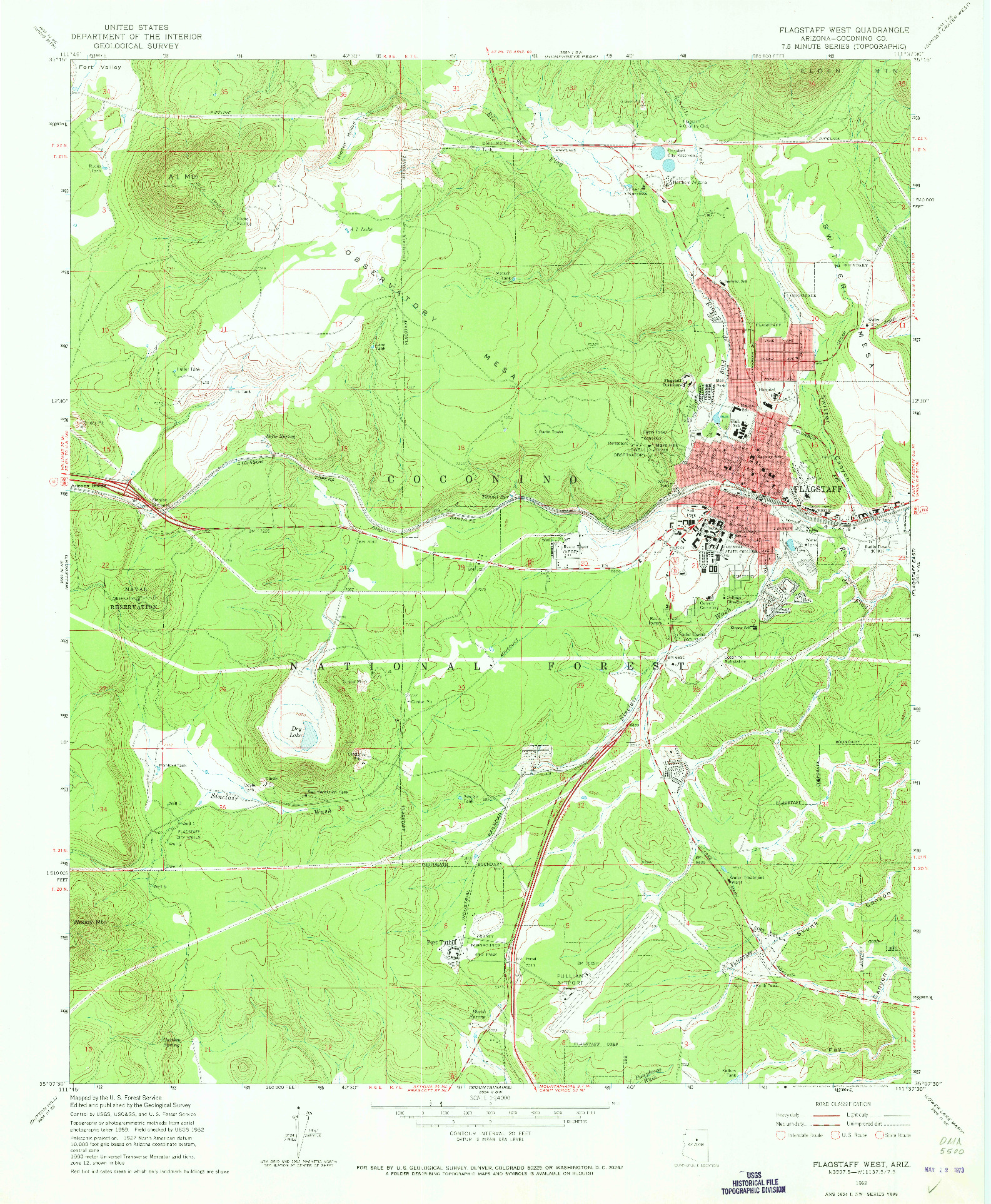 USGS 1:24000-SCALE QUADRANGLE FOR FLAGSTAFF WEST, AZ 1962