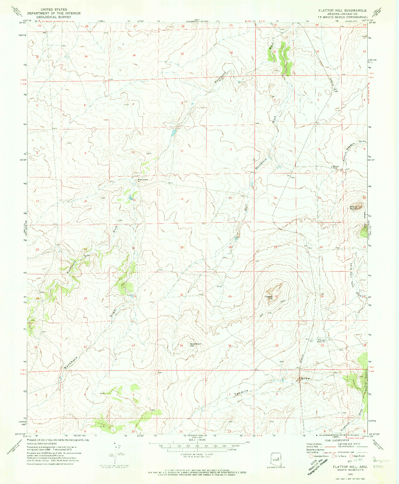 USGS 1:24000-SCALE QUADRANGLE FOR FLATTOP HILL, AZ 1970