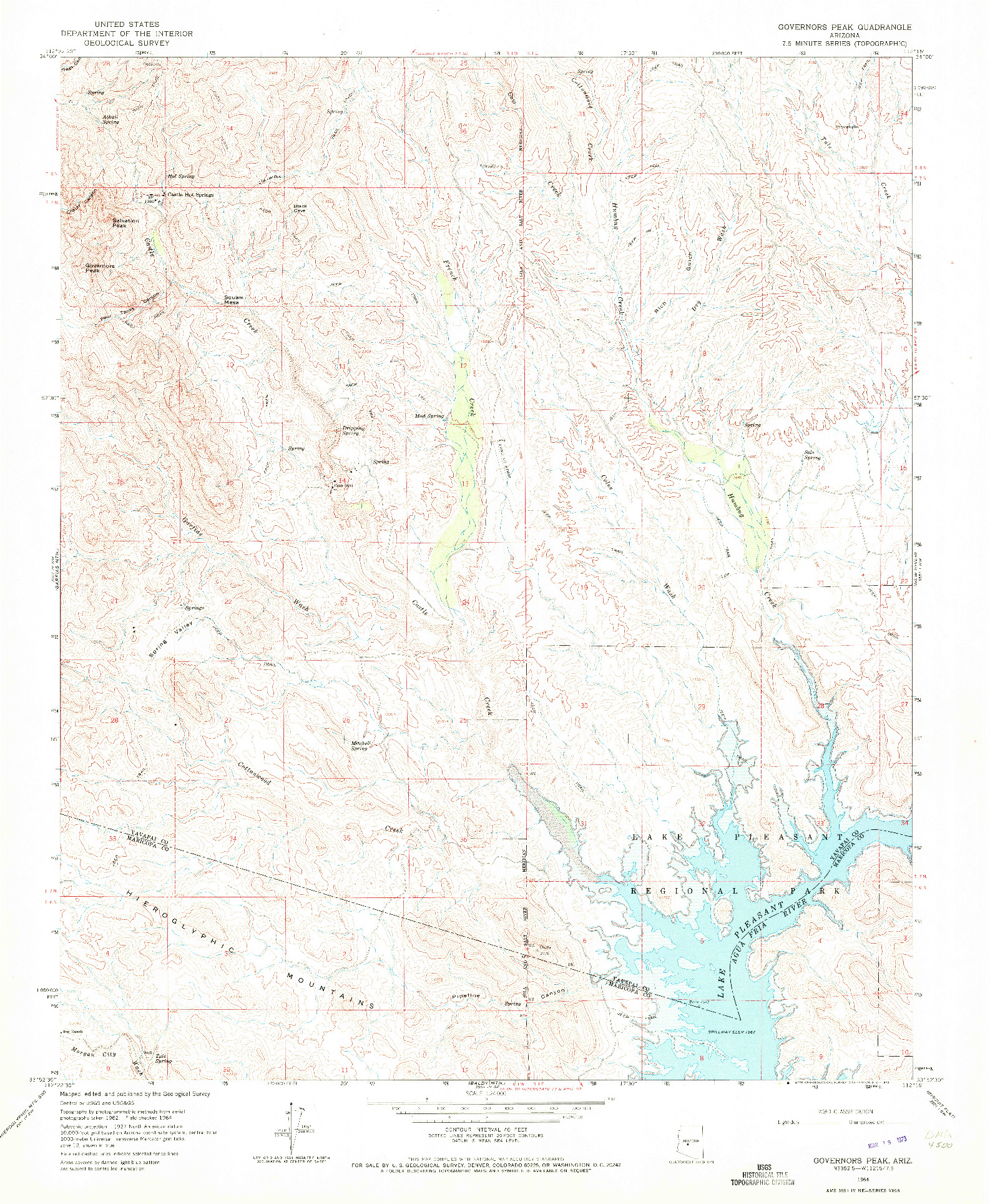 USGS 1:24000-SCALE QUADRANGLE FOR GOVERNORS PEAK, AZ 1964