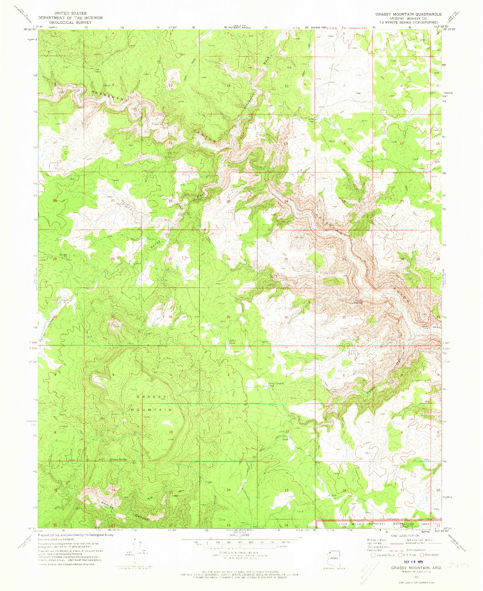 USGS 1:24000-SCALE QUADRANGLE FOR GRASSY MOUNTAIN, AZ 1971