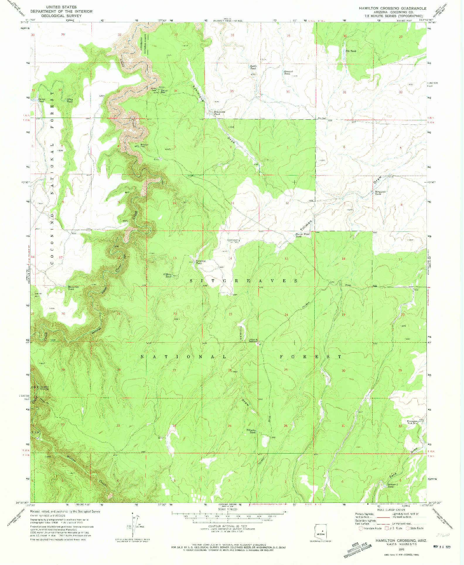 USGS 1:24000-SCALE QUADRANGLE FOR HAMILTON CROSSING, AZ 1970