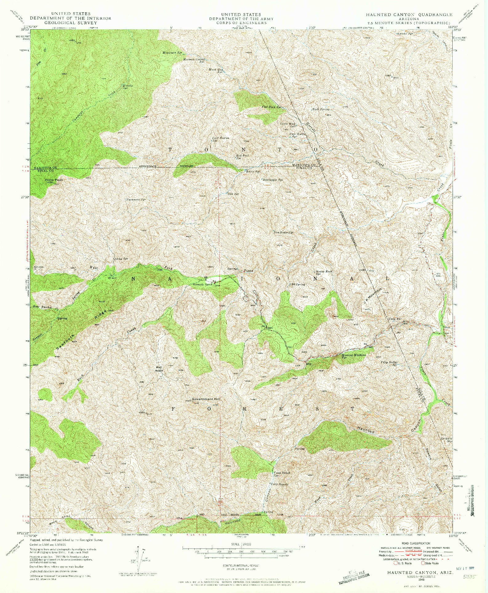 USGS 1:24000-SCALE QUADRANGLE FOR HAUNTED CANYON, AZ 1948