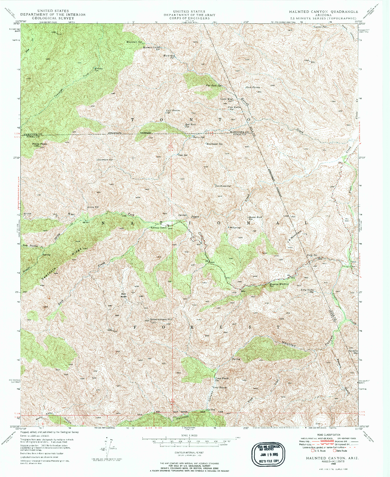 USGS 1:24000-SCALE QUADRANGLE FOR HAUNTED CANYON, AZ 1948