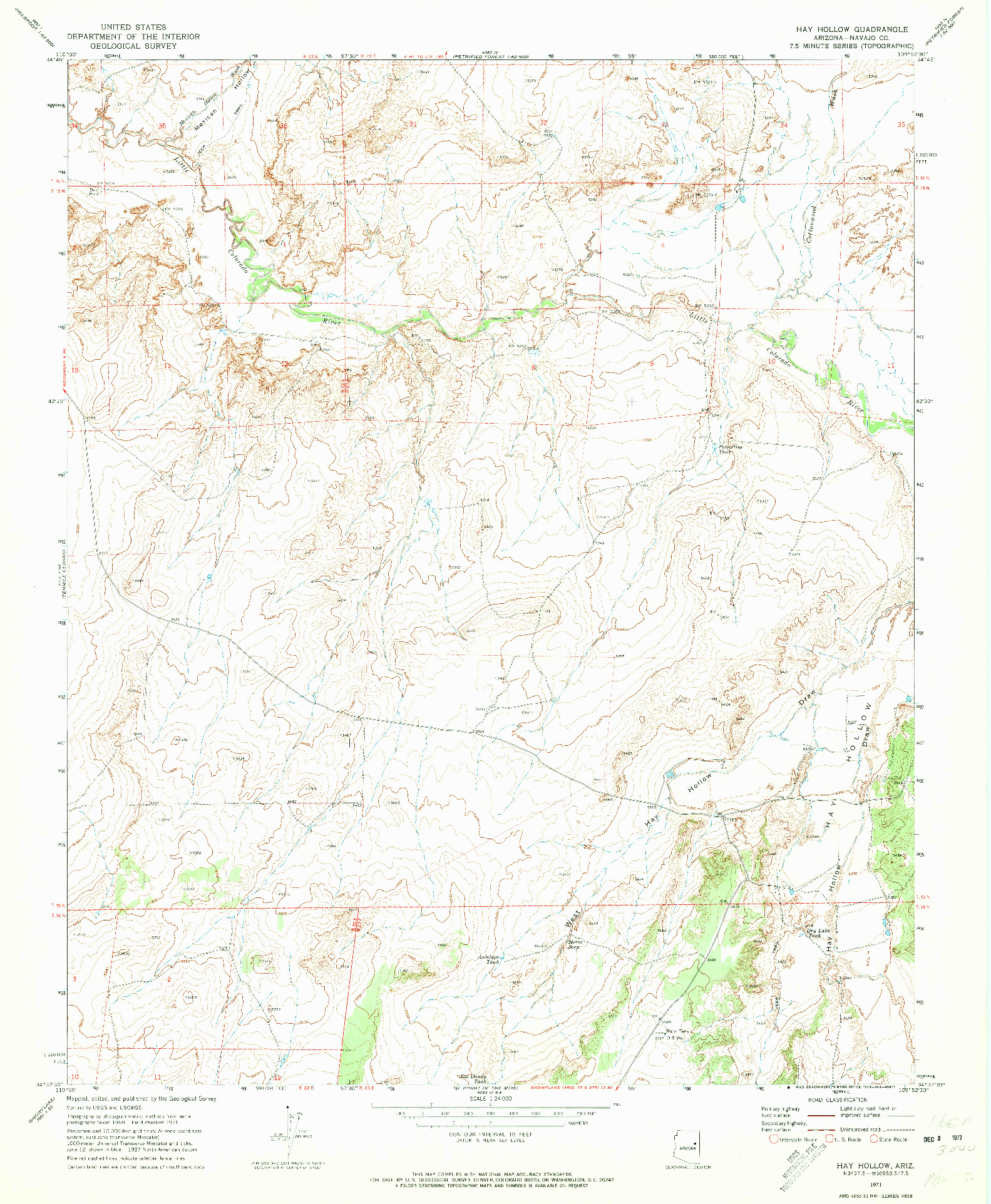 USGS 1:24000-SCALE QUADRANGLE FOR HAY HOLLOW, AZ 1971