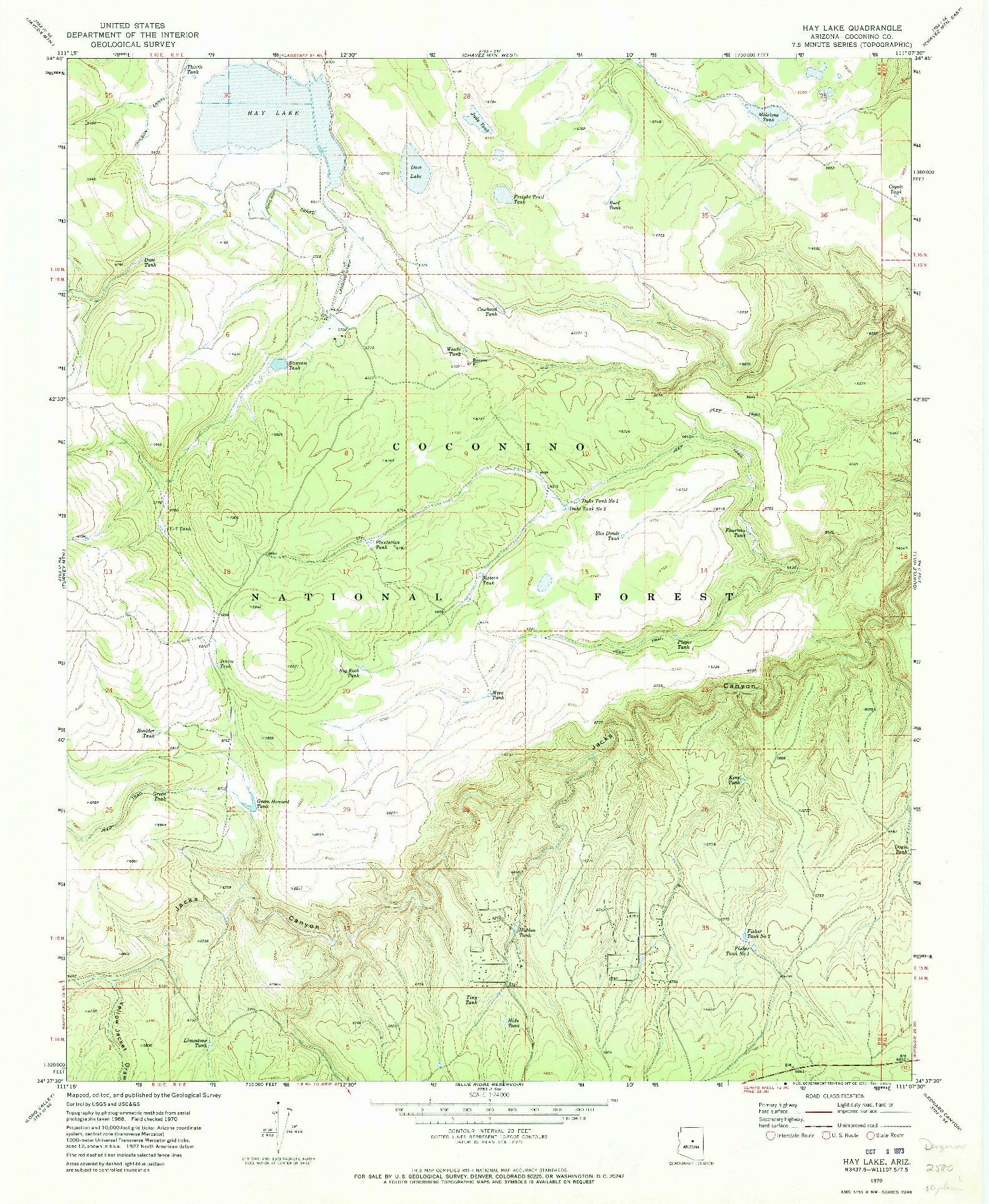 USGS 1:24000-SCALE QUADRANGLE FOR HAY LAKE, AZ 1970