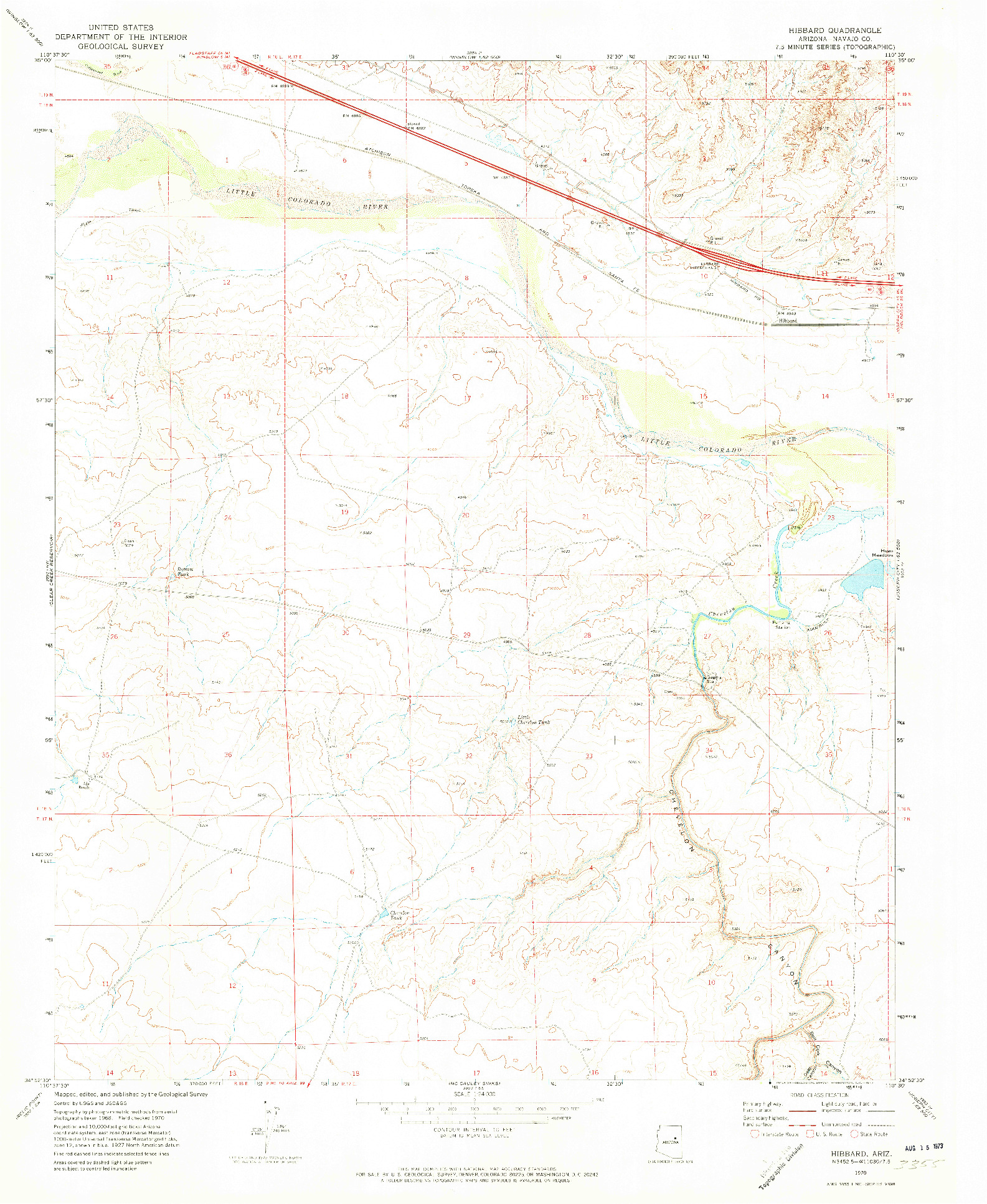 USGS 1:24000-SCALE QUADRANGLE FOR HIBBARD, AZ 1970