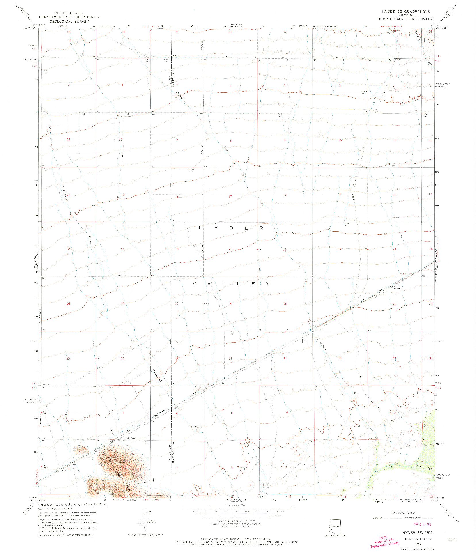 USGS 1:24000-SCALE QUADRANGLE FOR HYDER SE, AZ 1965