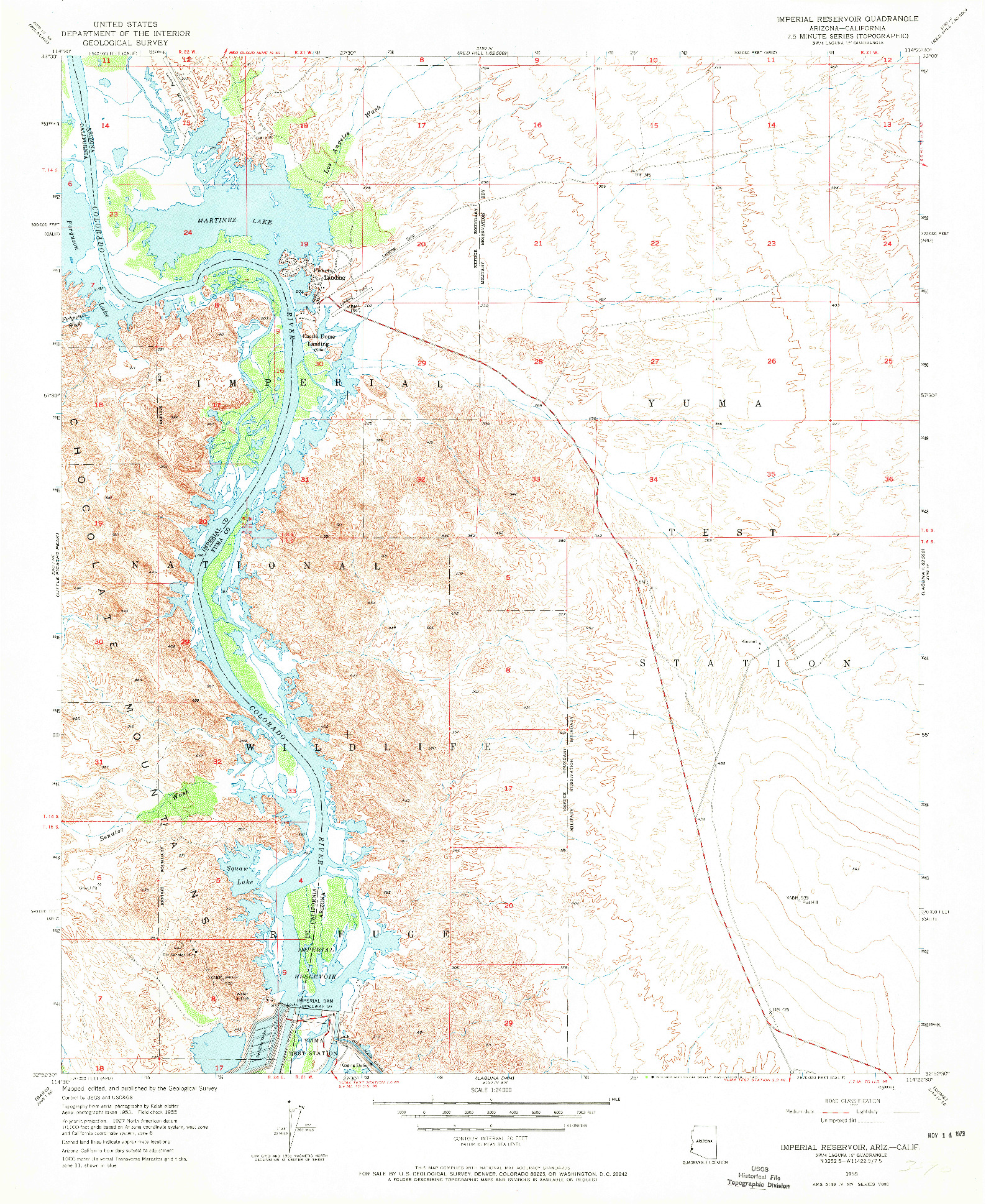 USGS 1:24000-SCALE QUADRANGLE FOR IMPERIAL RESERVOIR, AZ 1955