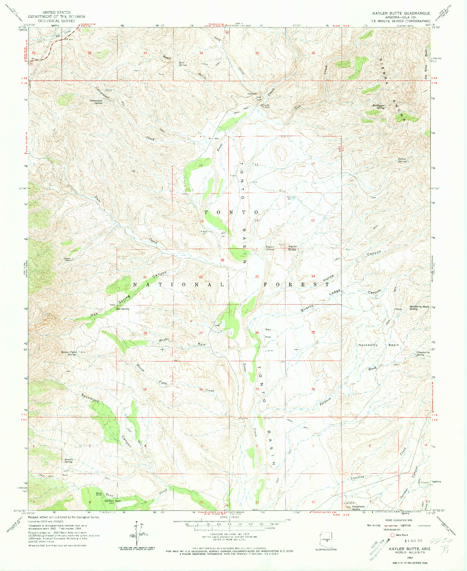 USGS 1:24000-SCALE QUADRANGLE FOR KAYLER BUTTE, AZ 1964