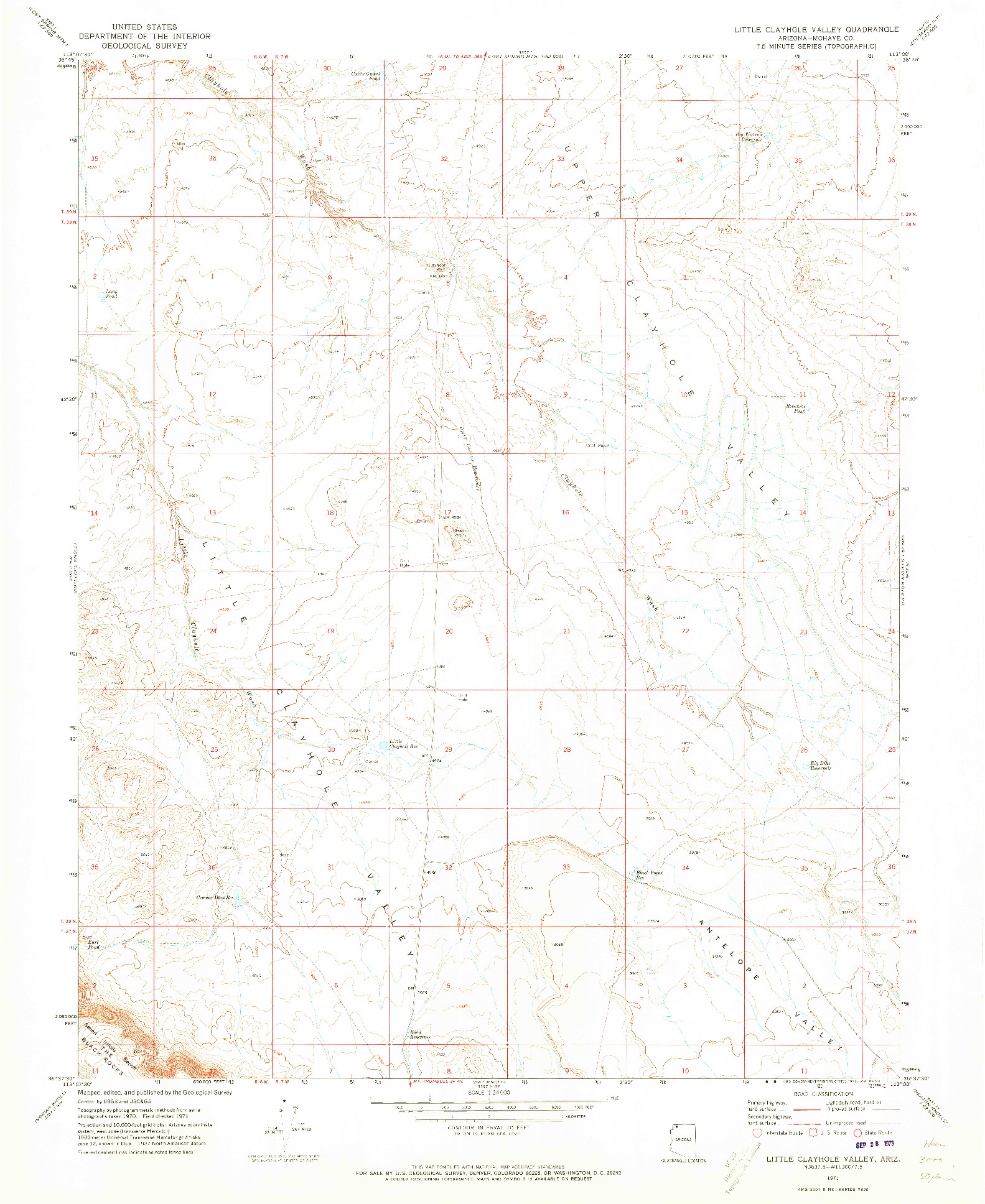 USGS 1:24000-SCALE QUADRANGLE FOR LITTLE CLAYHOLE VALLEY, AZ 1971