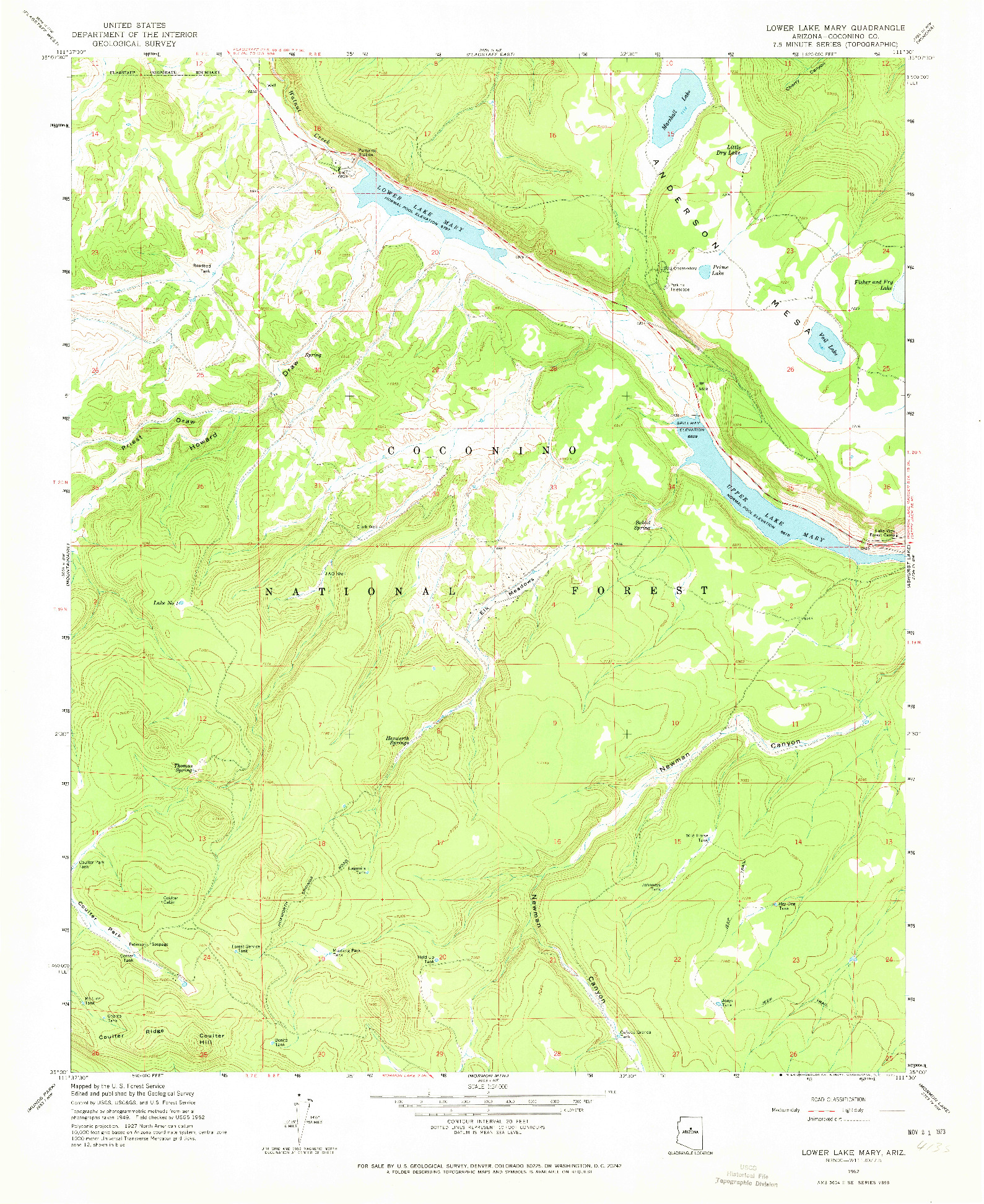 USGS 1:24000-SCALE QUADRANGLE FOR LOWER LAKE MARY, AZ 1962