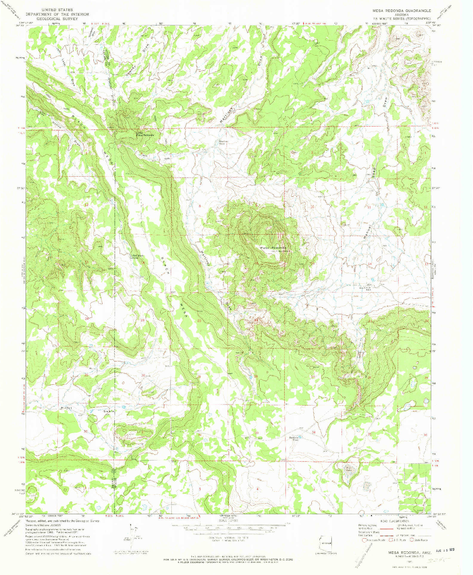 USGS 1:24000-SCALE QUADRANGLE FOR MESA REDONDA, AZ 1971
