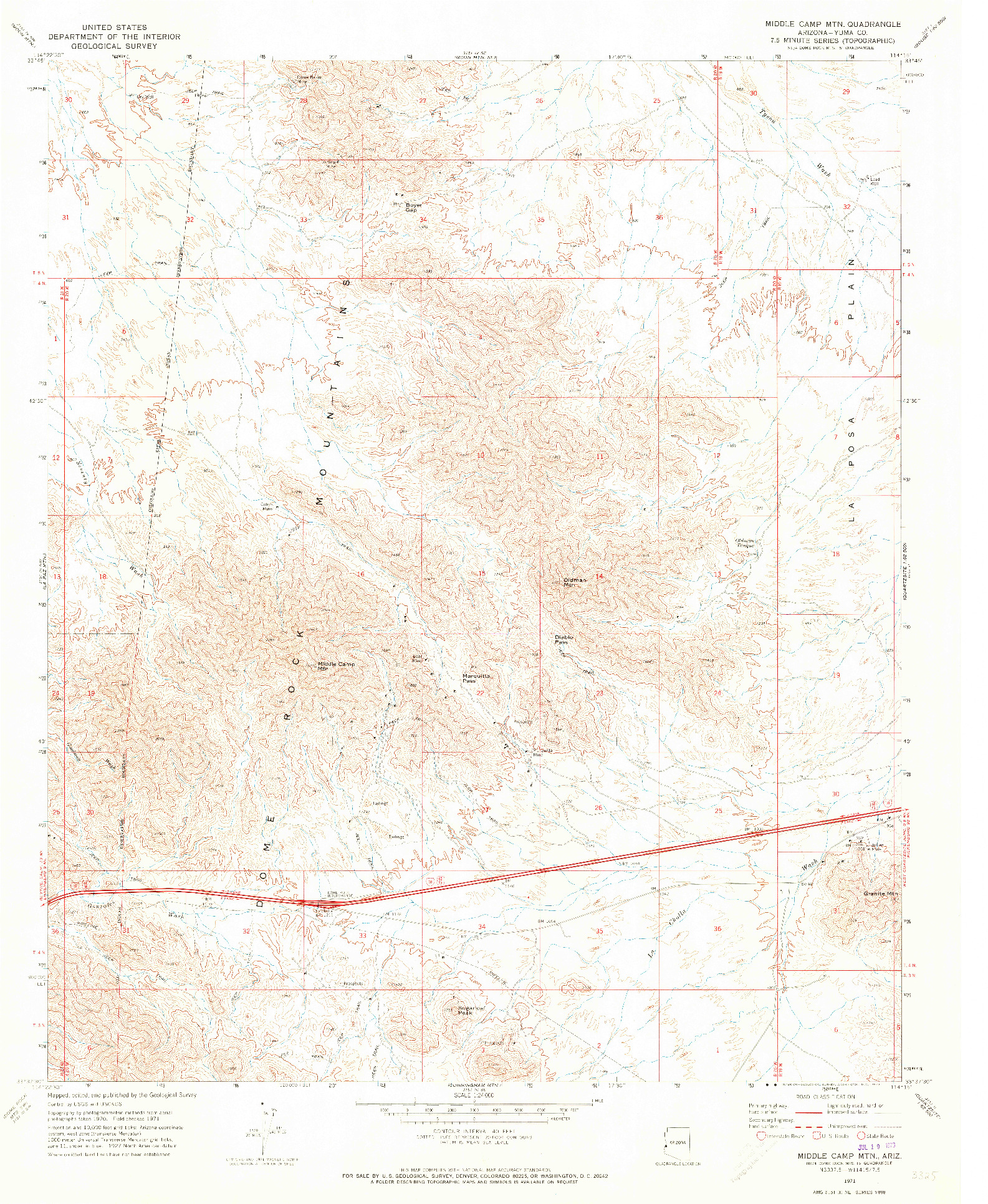 USGS 1:24000-SCALE QUADRANGLE FOR MIDDLE CAMP MTN., AZ 1971