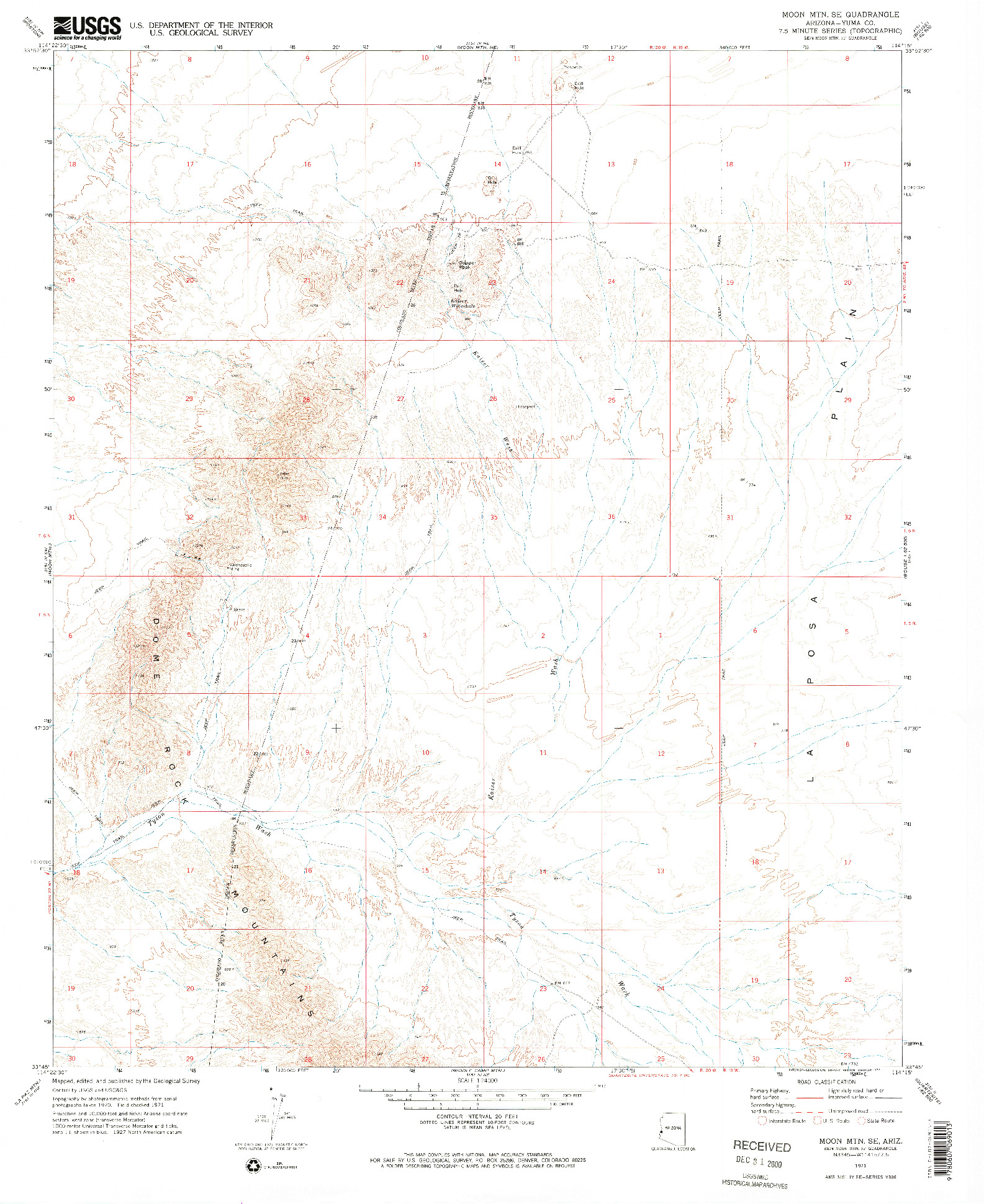 USGS 1:24000-SCALE QUADRANGLE FOR MOON MTN SE, AZ 1971