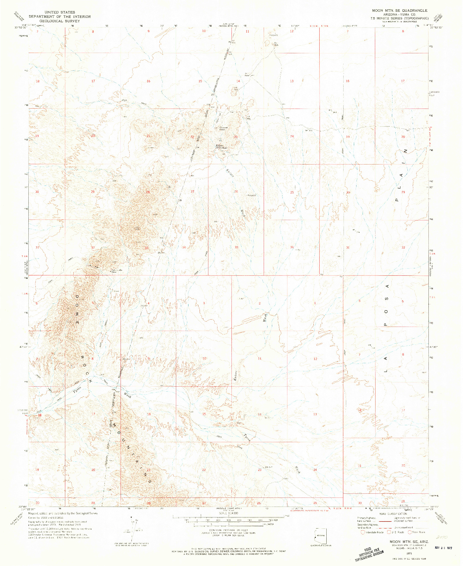 USGS 1:24000-SCALE QUADRANGLE FOR MOON MTN SE, AZ 1971