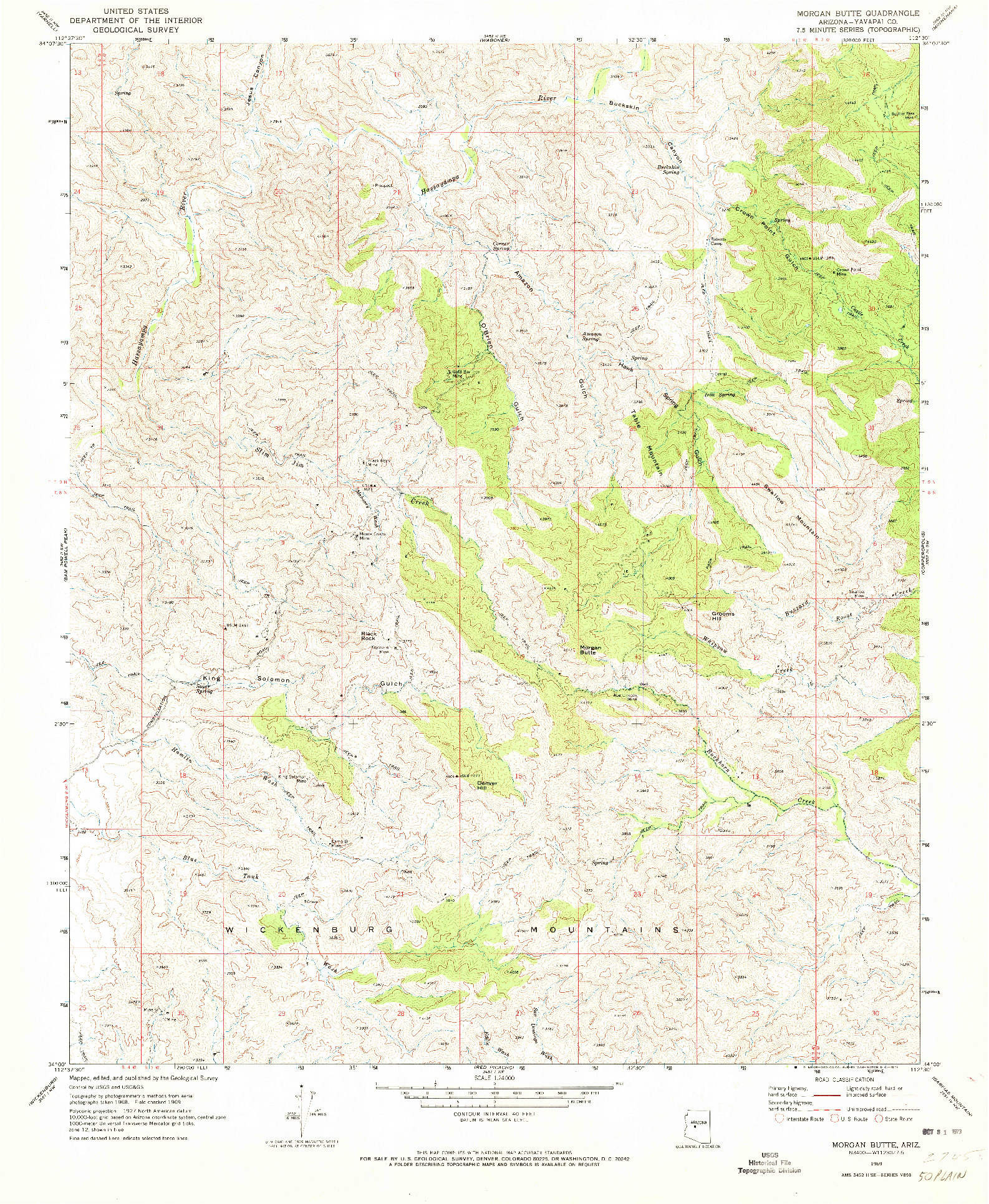 USGS 1:24000-SCALE QUADRANGLE FOR MORGAN BUTTE, AZ 1969