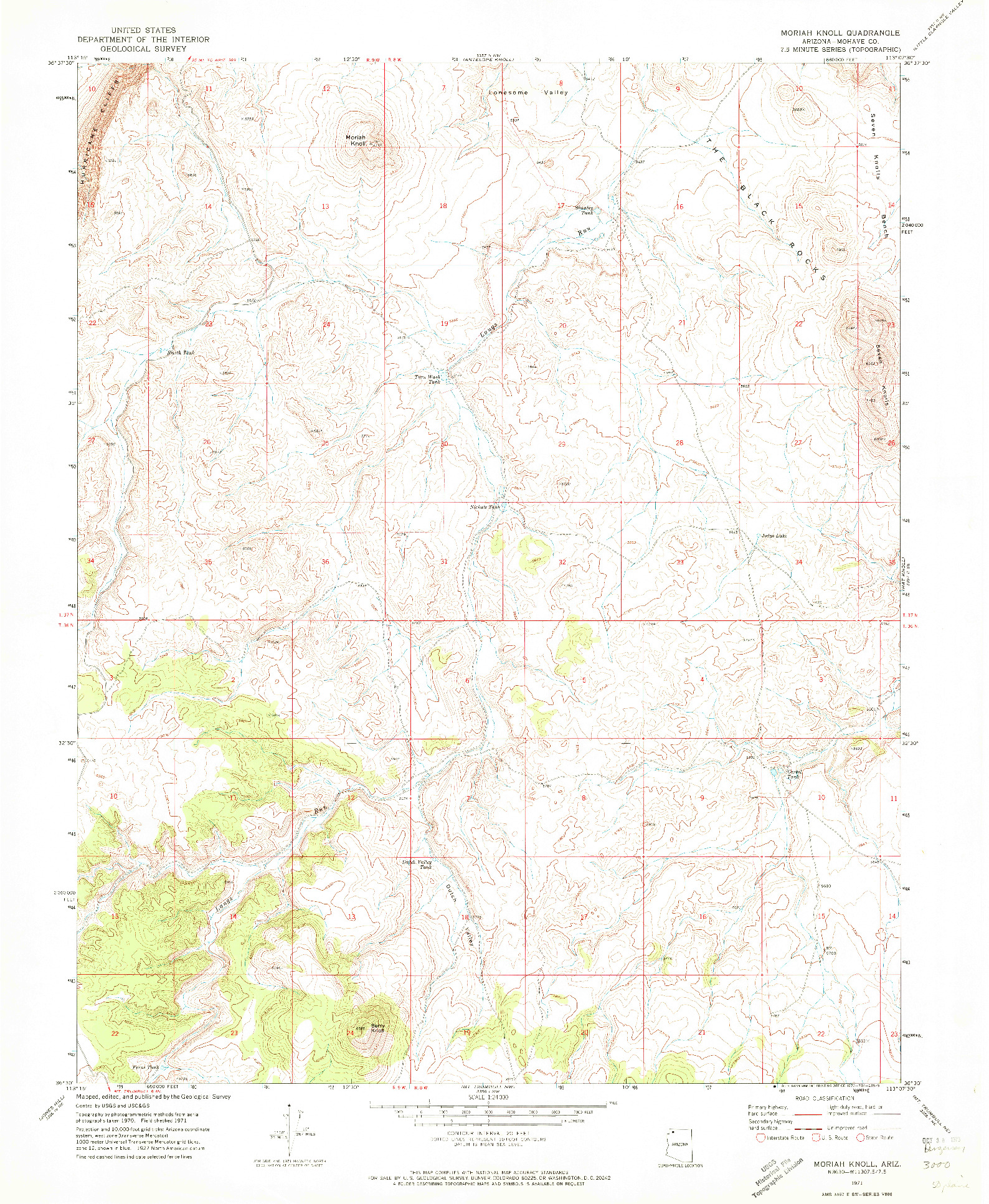 USGS 1:24000-SCALE QUADRANGLE FOR MORIAH KNOLL, AZ 1971