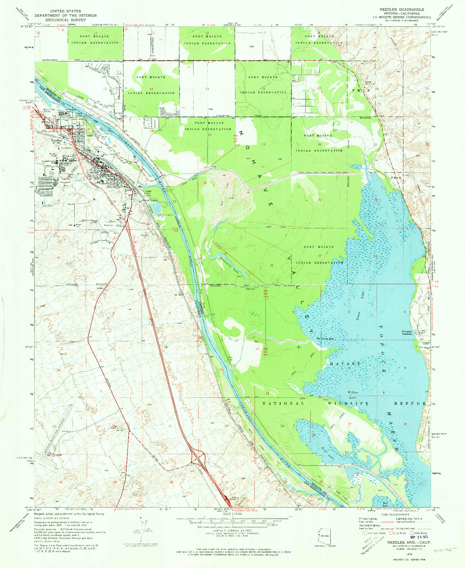 USGS 1:24000-SCALE QUADRANGLE FOR NEEDLES, AZ 1970