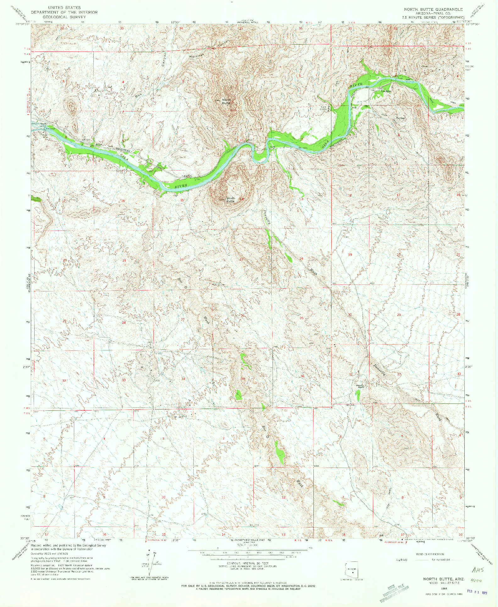 USGS 1:24000-SCALE QUADRANGLE FOR NORTH BUTTE, AZ 1964