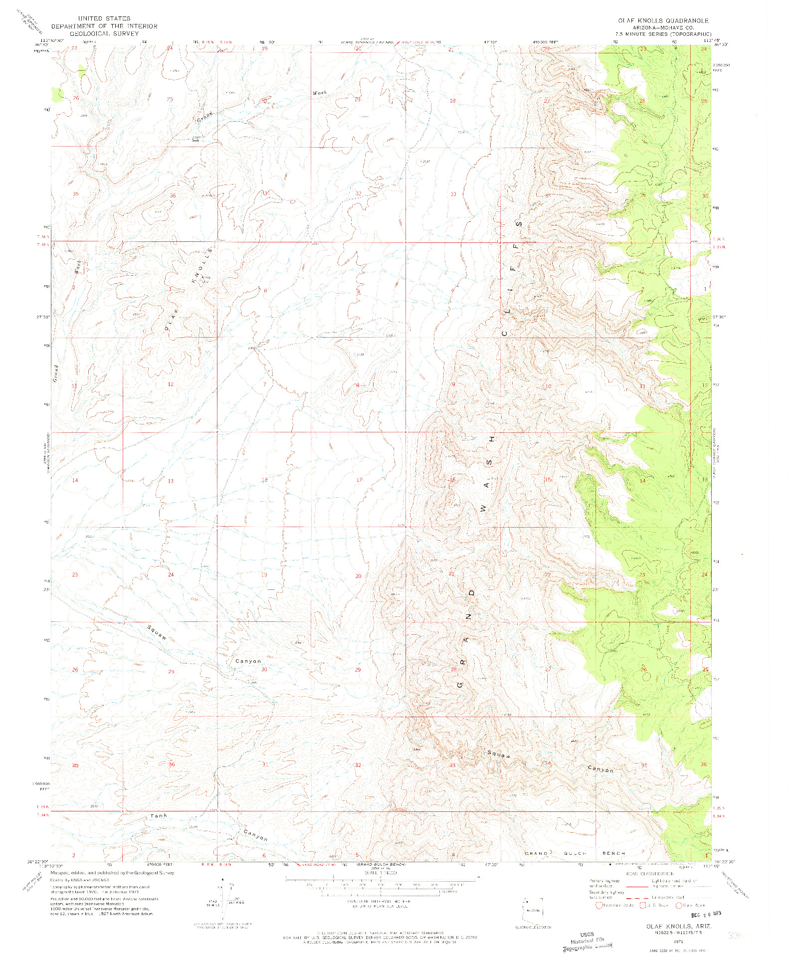 USGS 1:24000-SCALE QUADRANGLE FOR OLAF KNOLLS, AZ 1971