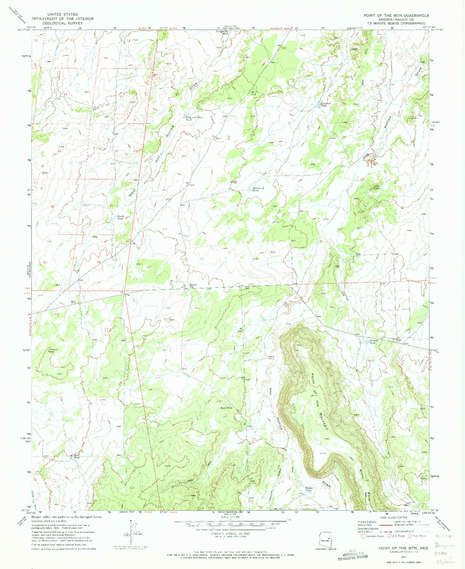 USGS 1:24000-SCALE QUADRANGLE FOR POINT OF THE MTN, AZ 1971