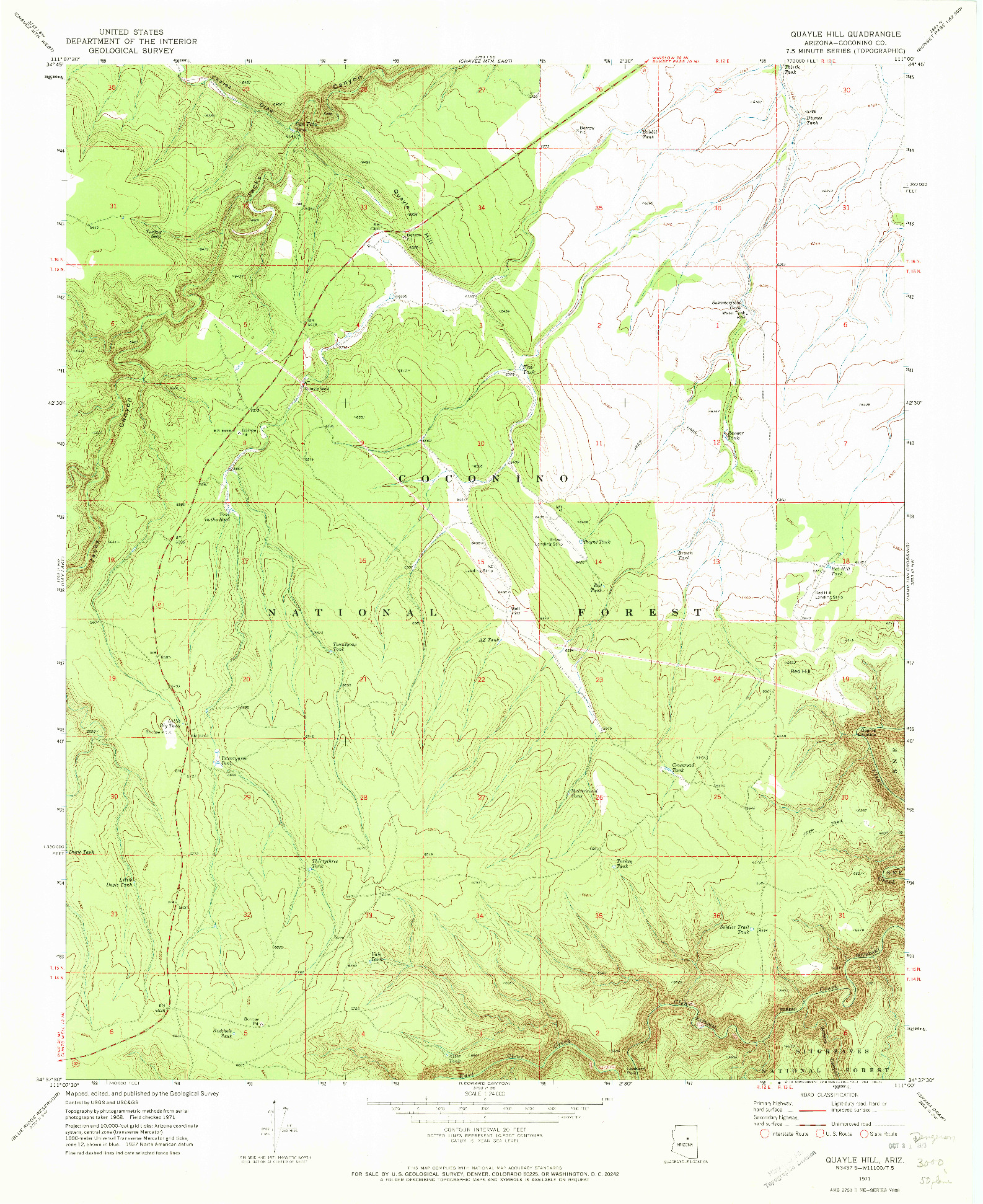 USGS 1:24000-SCALE QUADRANGLE FOR QUAYLE HILL, AZ 1971