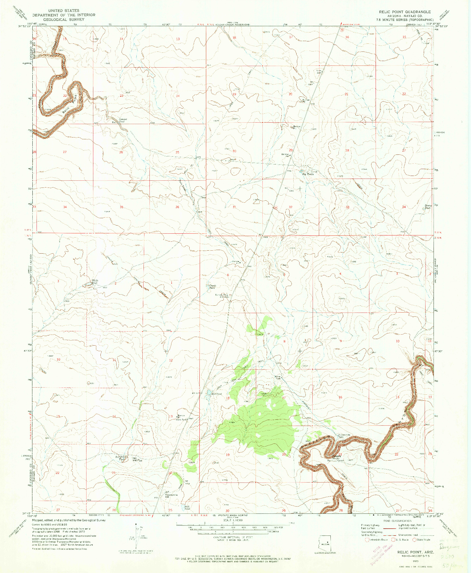 USGS 1:24000-SCALE QUADRANGLE FOR RELIC POINT, AZ 1970