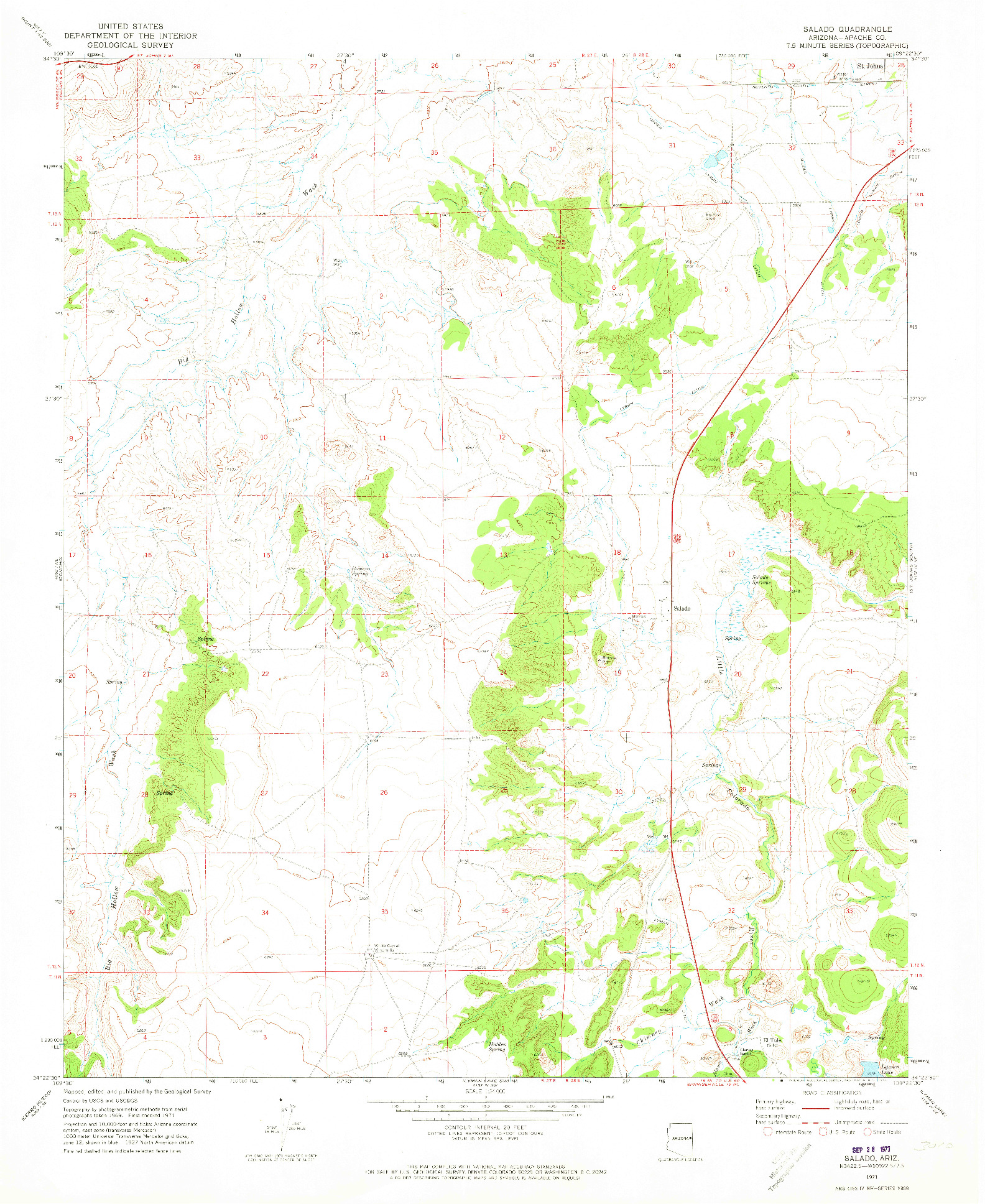 USGS 1:24000-SCALE QUADRANGLE FOR SALADO, AZ 1971