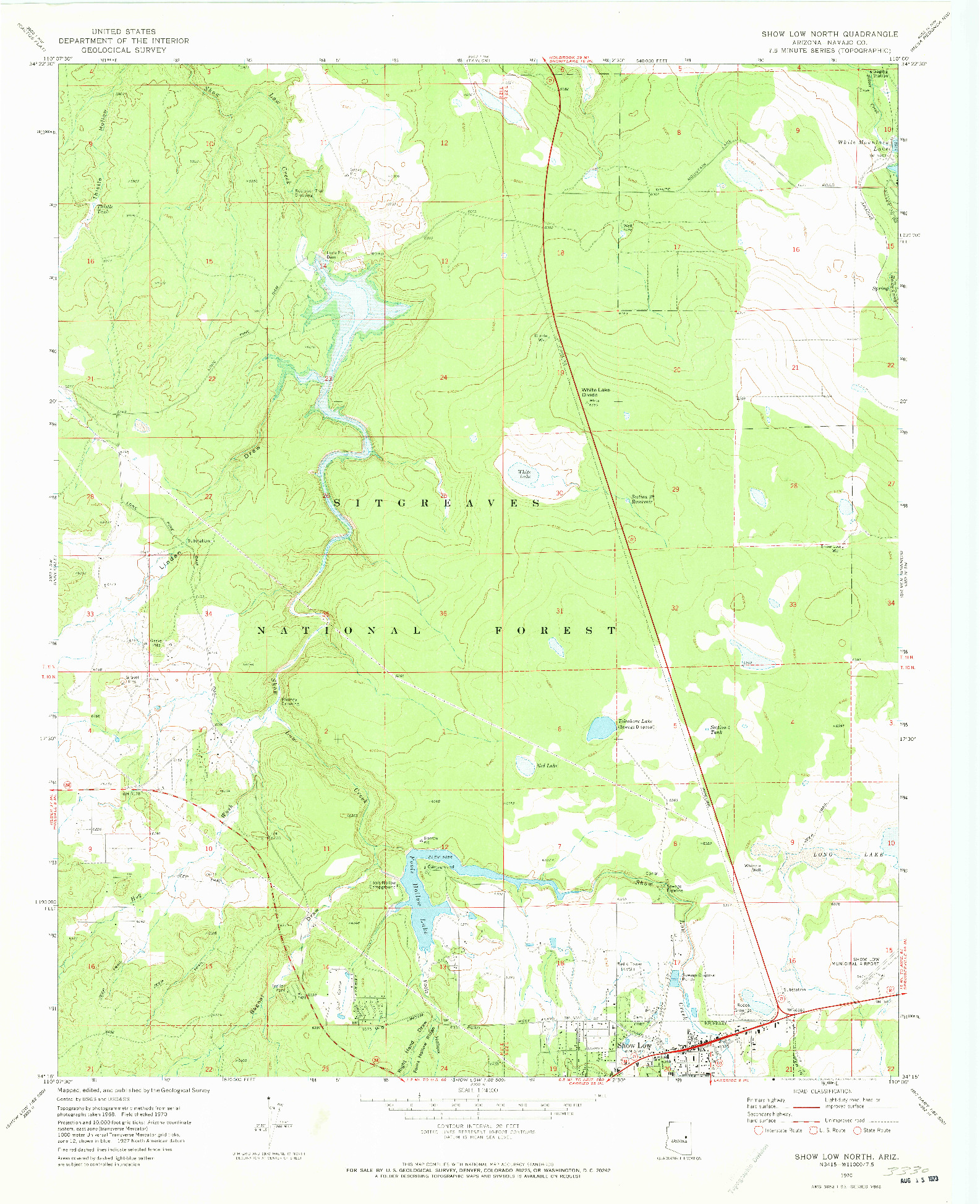 USGS 1:24000-SCALE QUADRANGLE FOR SHOW LOW NORTH, AZ 1970