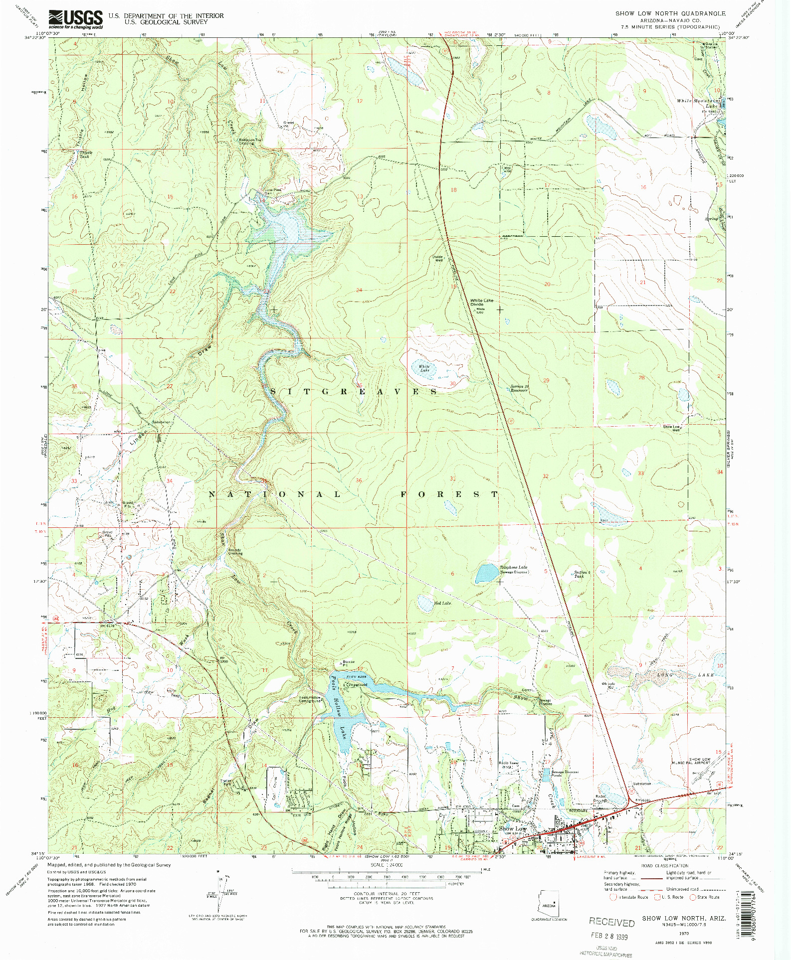 USGS 1:24000-SCALE QUADRANGLE FOR SHOW LOW NORTH, AZ 1970