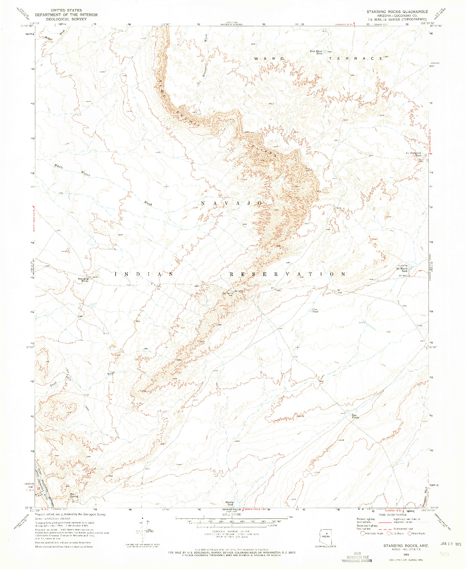 USGS 1:24000-SCALE QUADRANGLE FOR STANDING ROCKS, AZ 1969