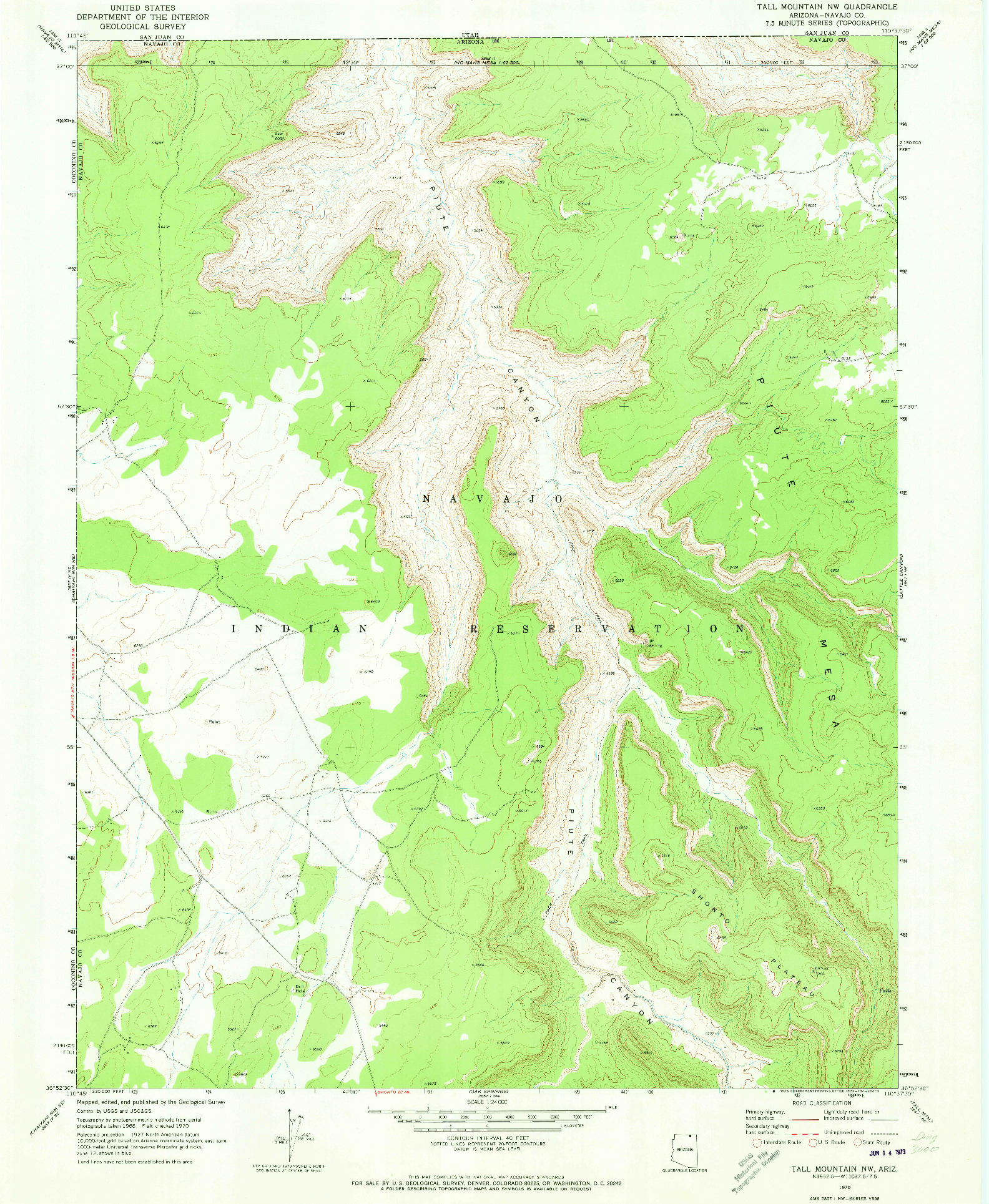 USGS 1:24000-SCALE QUADRANGLE FOR TALL MOUNTAIN NW, AZ 1970