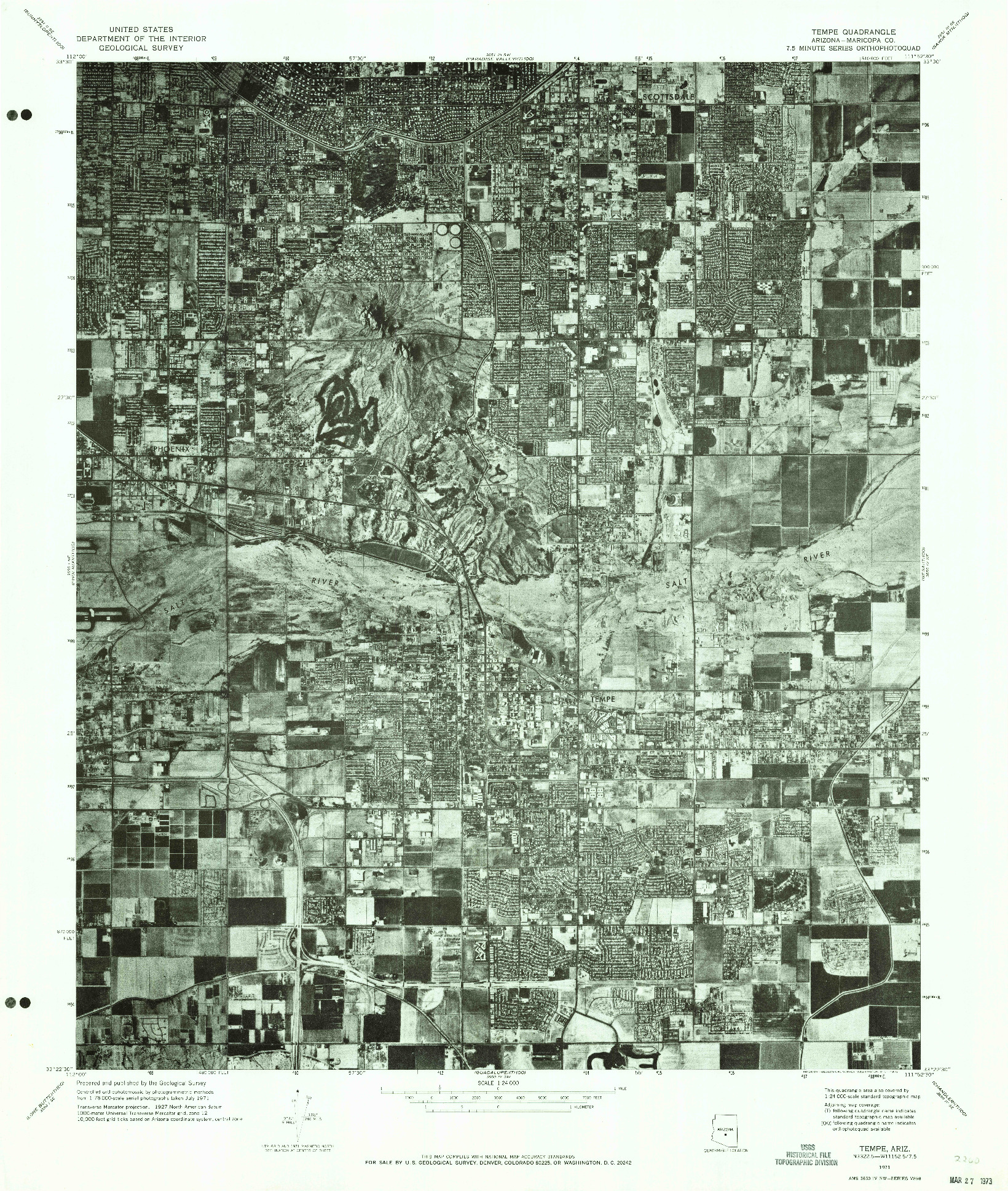 USGS 1:24000-SCALE QUADRANGLE FOR TEMPE, AZ 1971