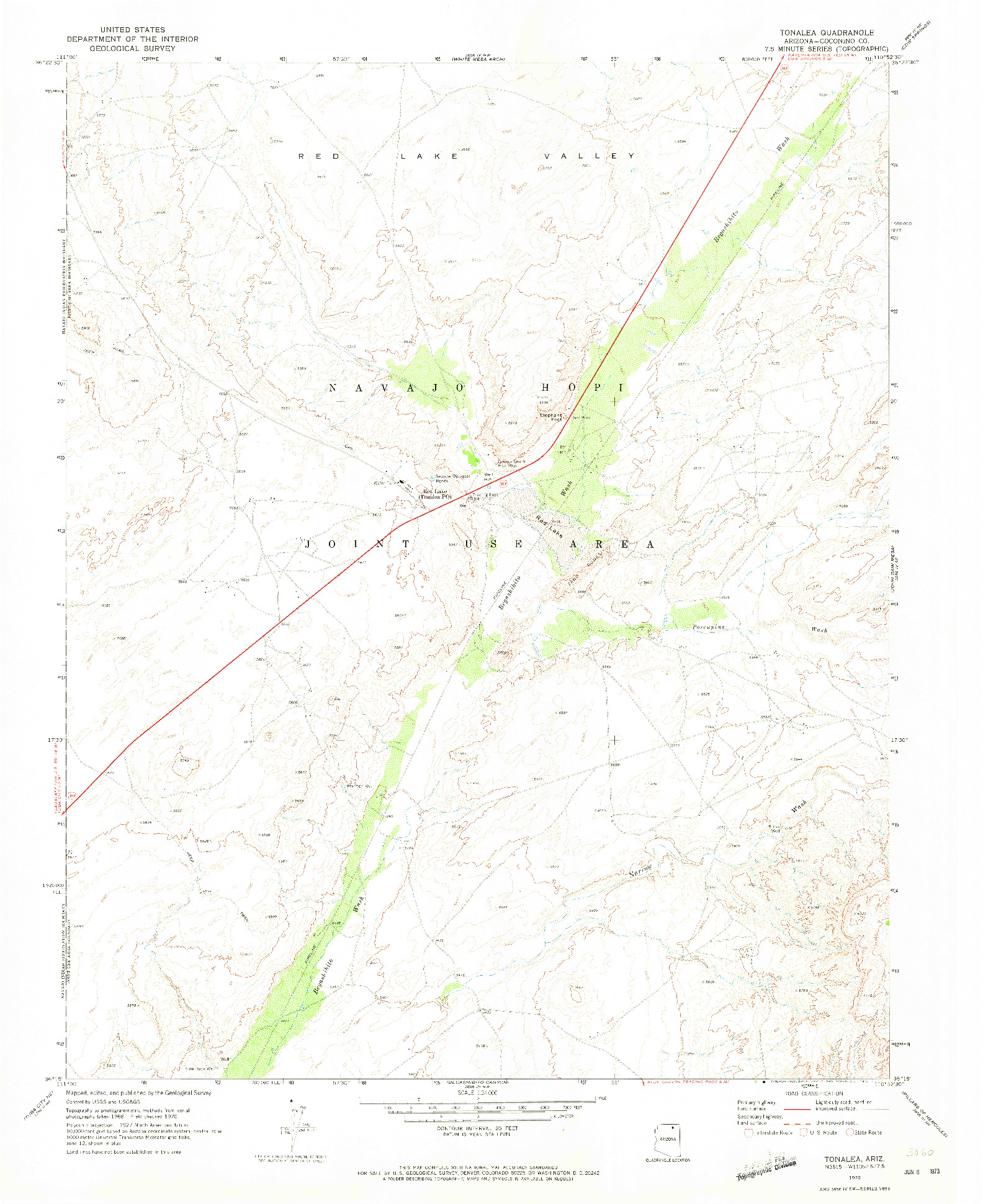 USGS 1:24000-SCALE QUADRANGLE FOR TONALEA, AZ 1970