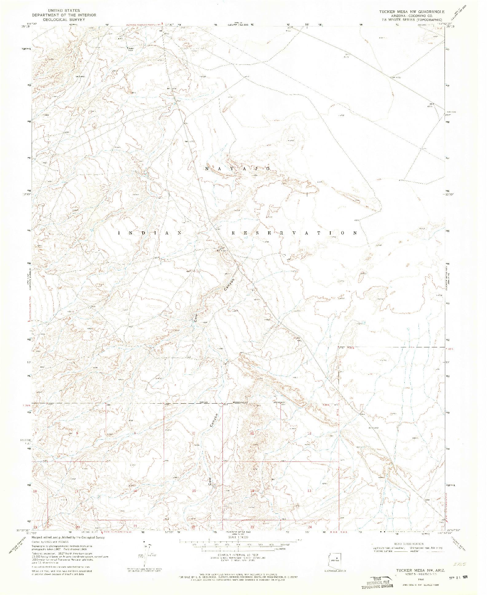 USGS 1:24000-SCALE QUADRANGLE FOR TUCKER MESA NW, AZ 1968