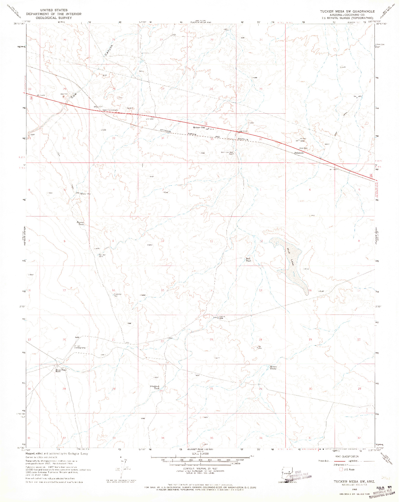 USGS 1:24000-SCALE QUADRANGLE FOR TUCKER MESA SW, AZ 1968