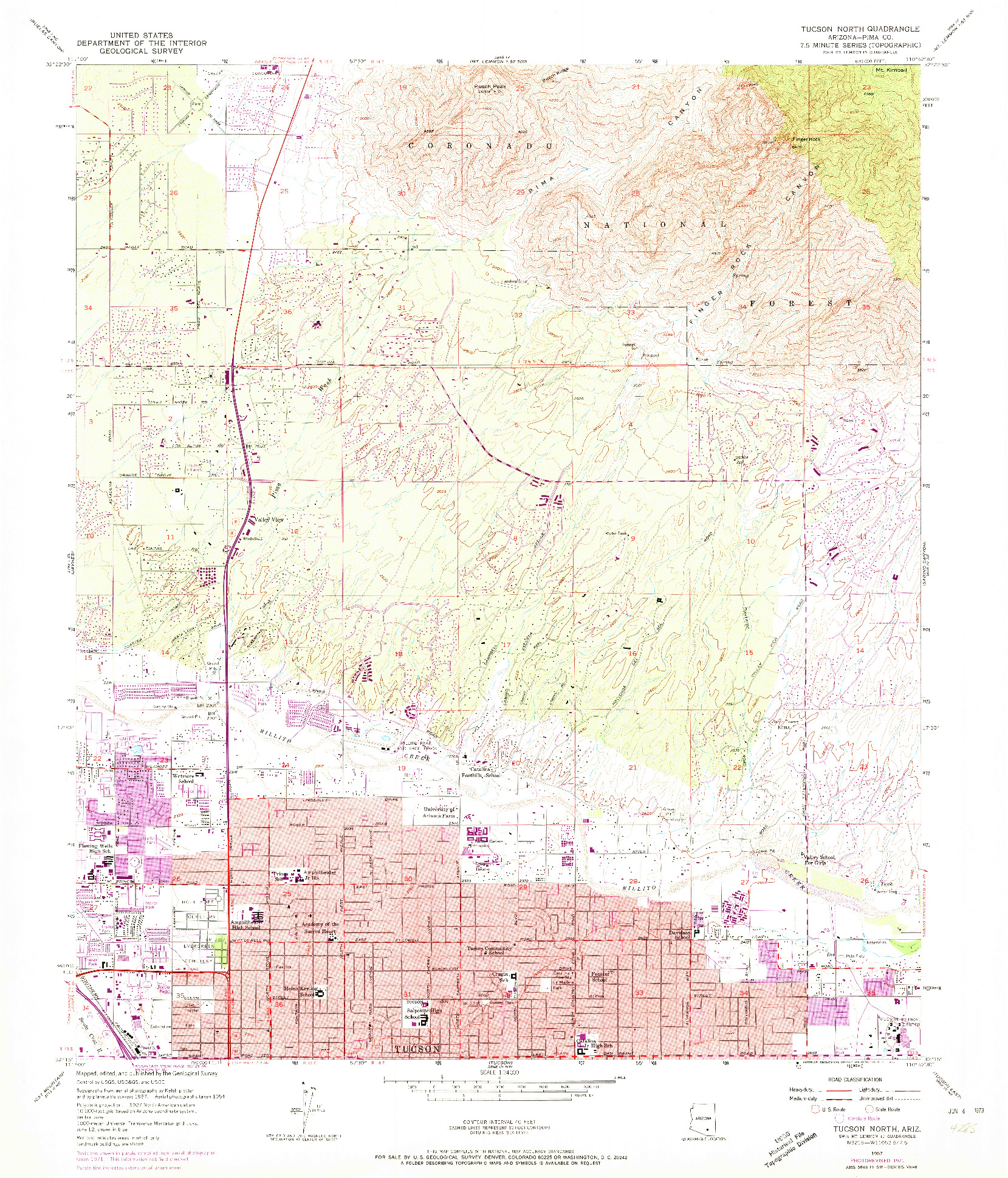 USGS 1:24000-SCALE QUADRANGLE FOR TUCSON NORTH, AZ 1957