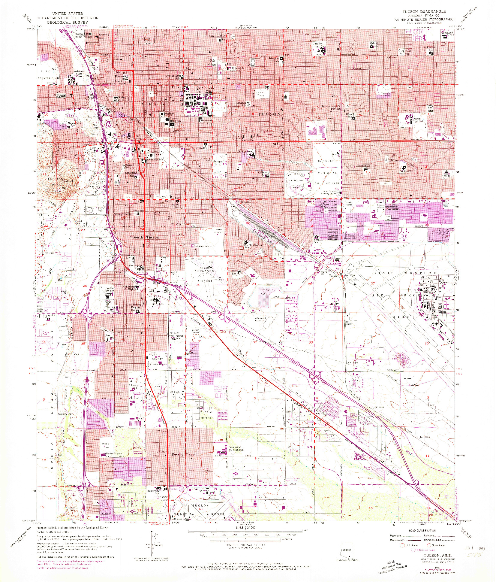 USGS 1:24000-SCALE QUADRANGLE FOR TUCSON, AZ 1957