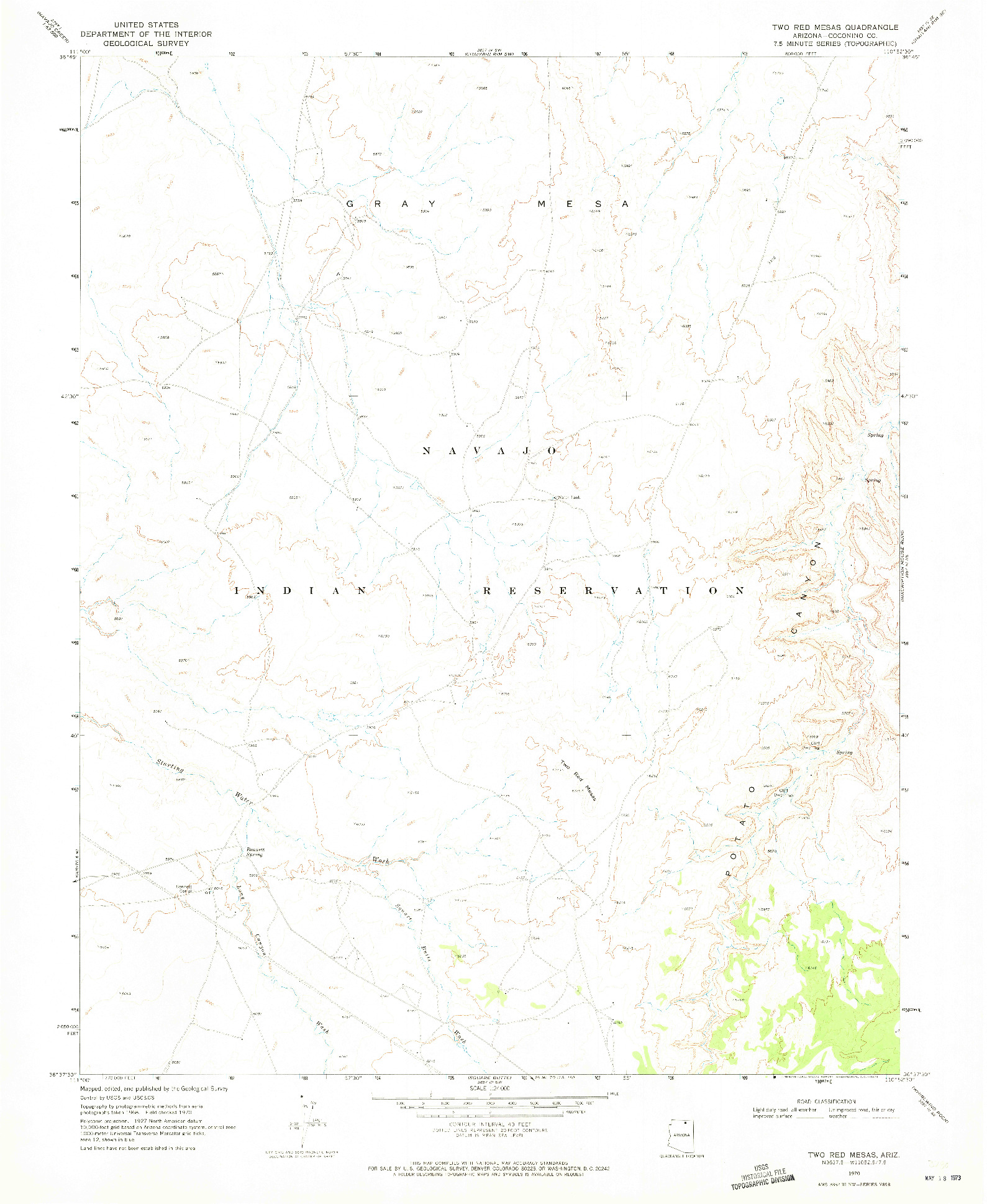 USGS 1:24000-SCALE QUADRANGLE FOR TWO RED MESAS, AZ 1970